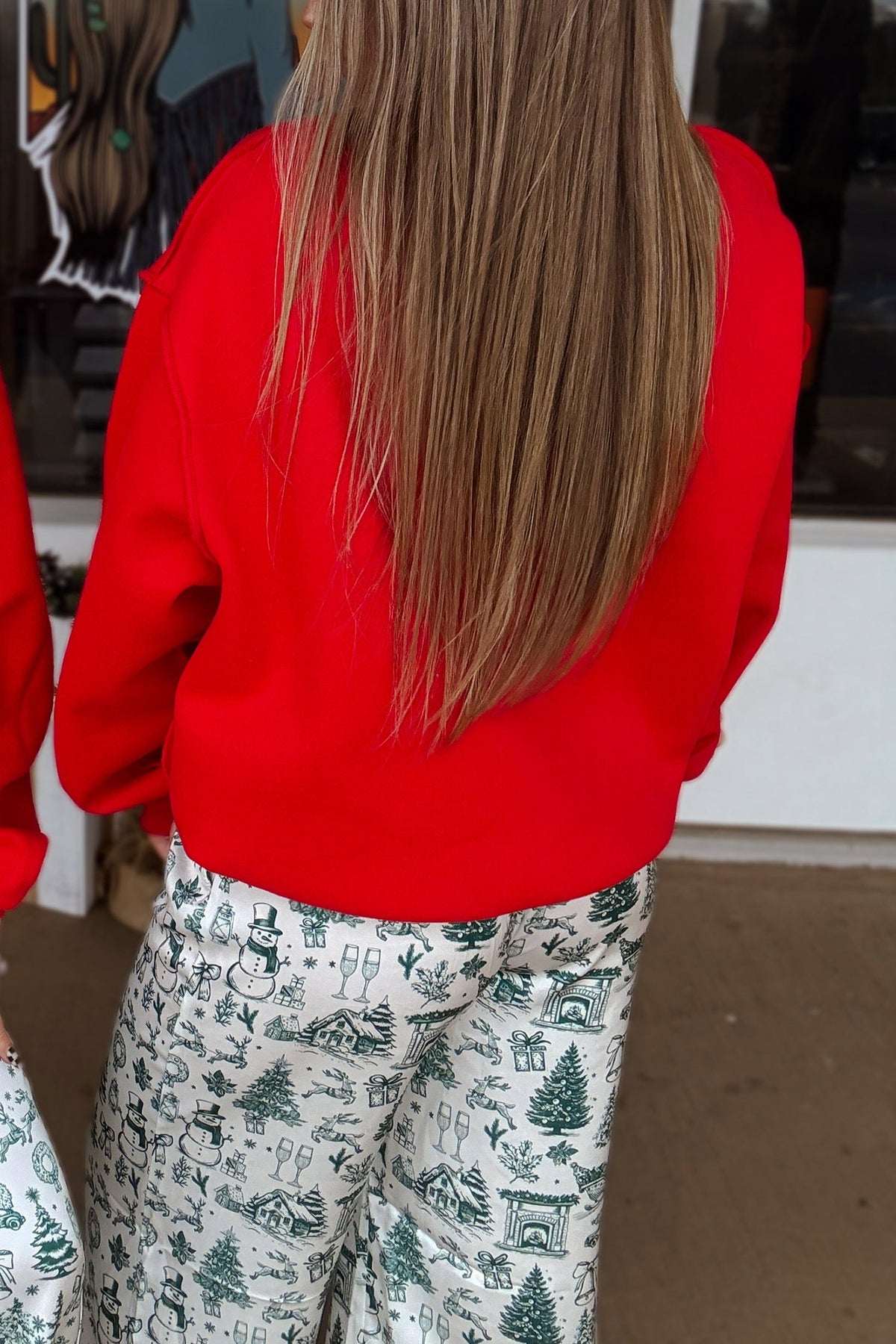 Fiery Red MERRY CHRISTMAS Reversible Print Mock Neck Sweatshirt