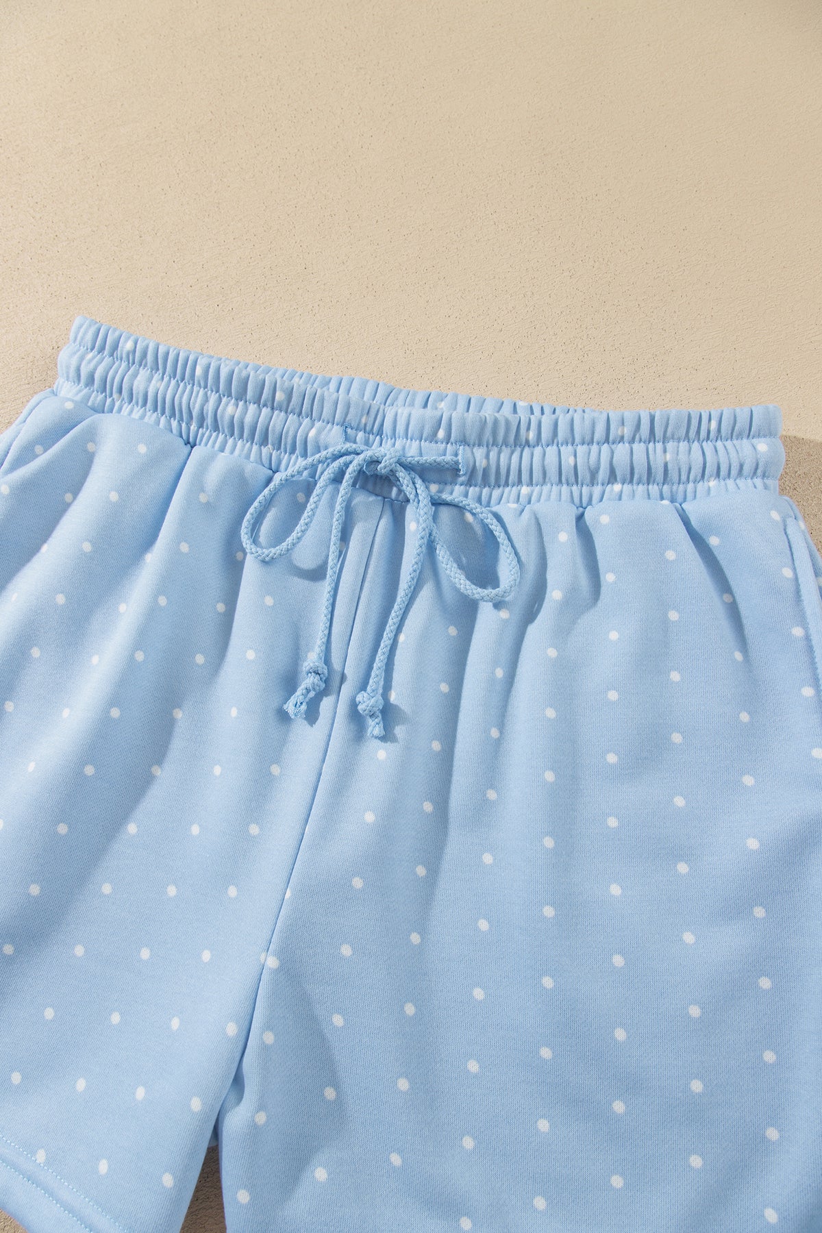Pink Polka Dot Printed Oversized Hoodie Casual Shorts Set