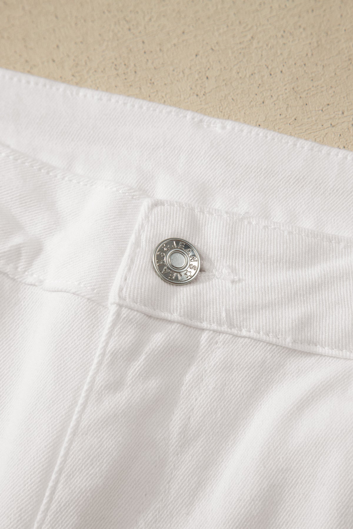 White Solid Rolled Cuffs Denim Bermuda Shorts