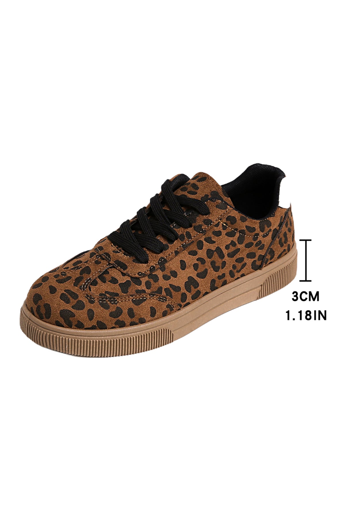 Coffee Leopard Patchwork Lace-Up Sneakers