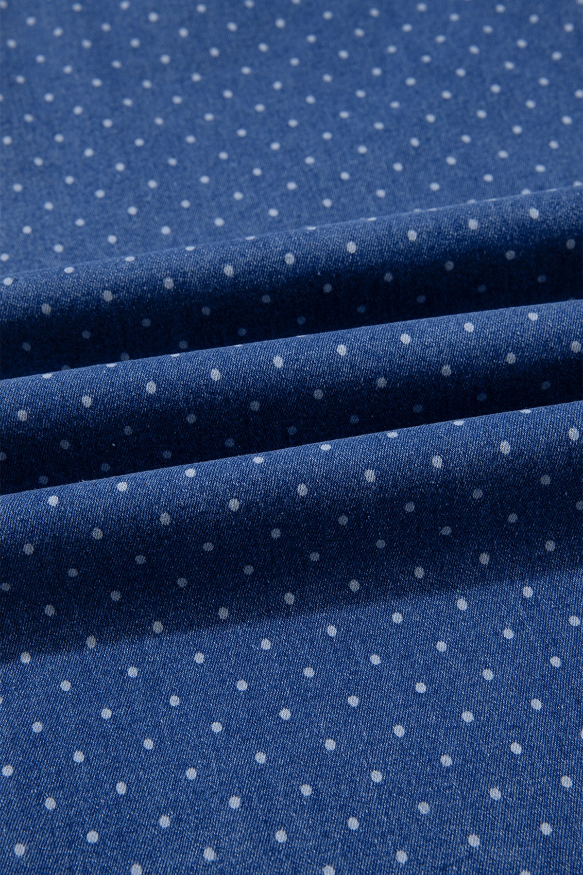 Sky Blue Polka Dot Wide-Leg Full-Length Shift Silhouette Plus Size Jeans