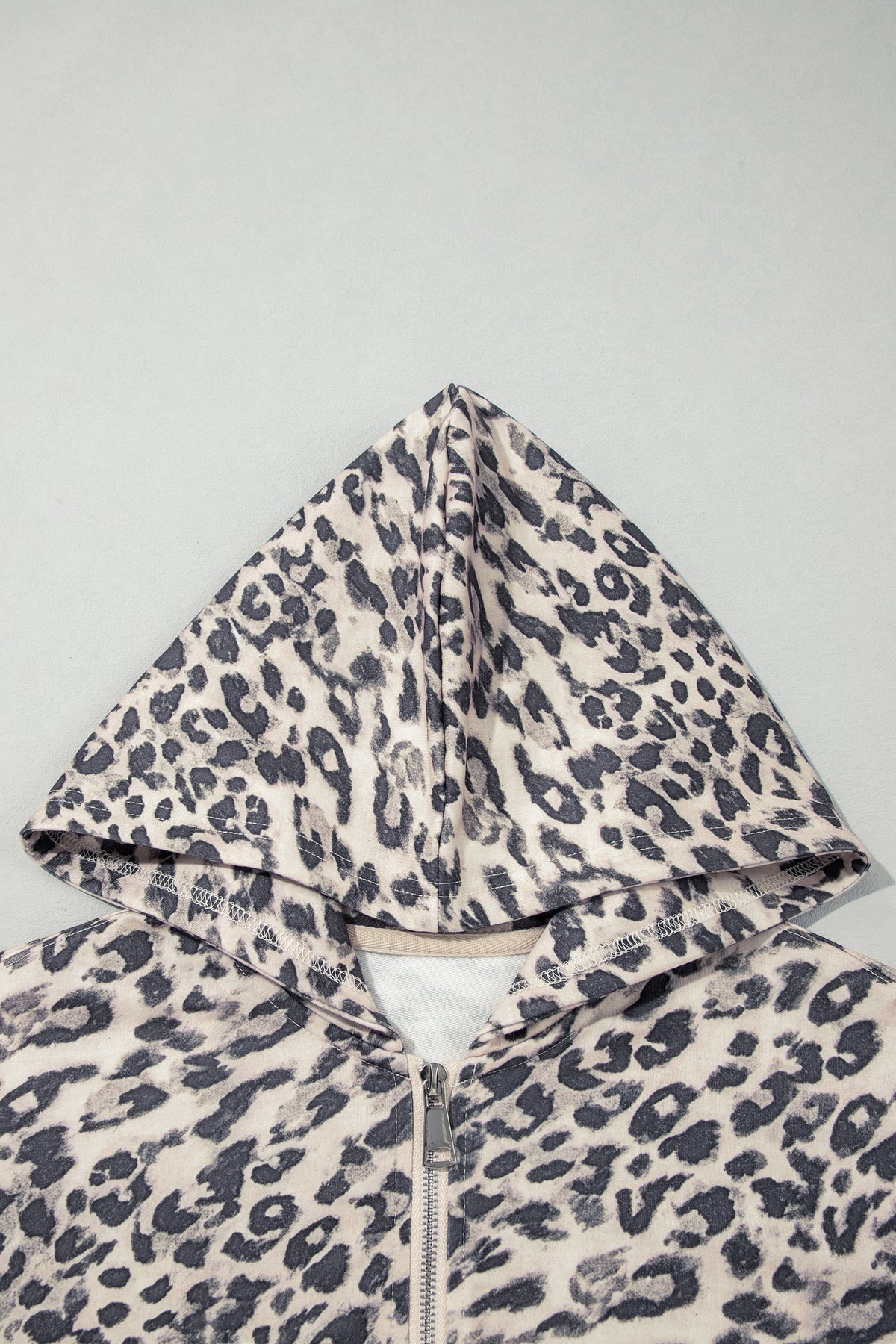 Women's Multicolour Leopard Zip-Up Hooded Drawstring Pants Set