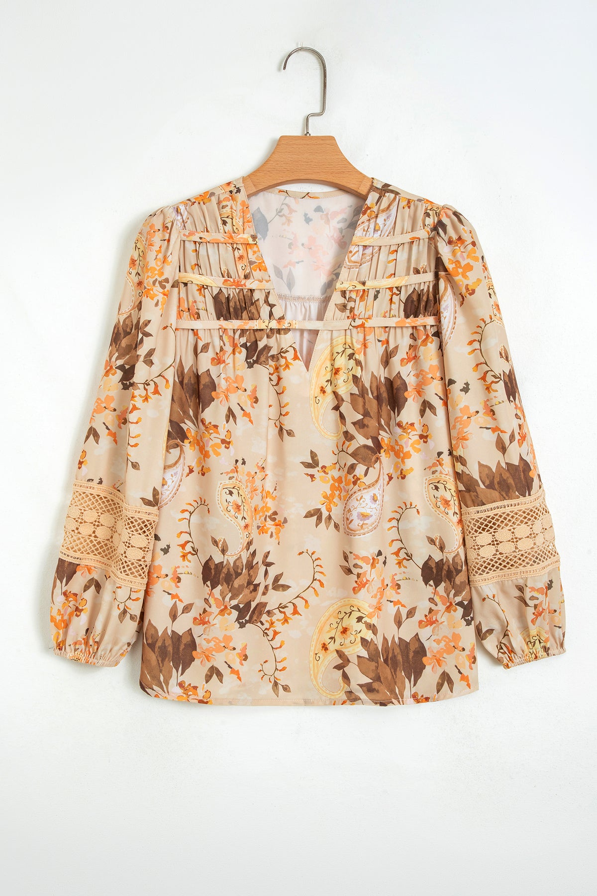 Khaki Paisley Print Decorative Binding Tape V Blouse