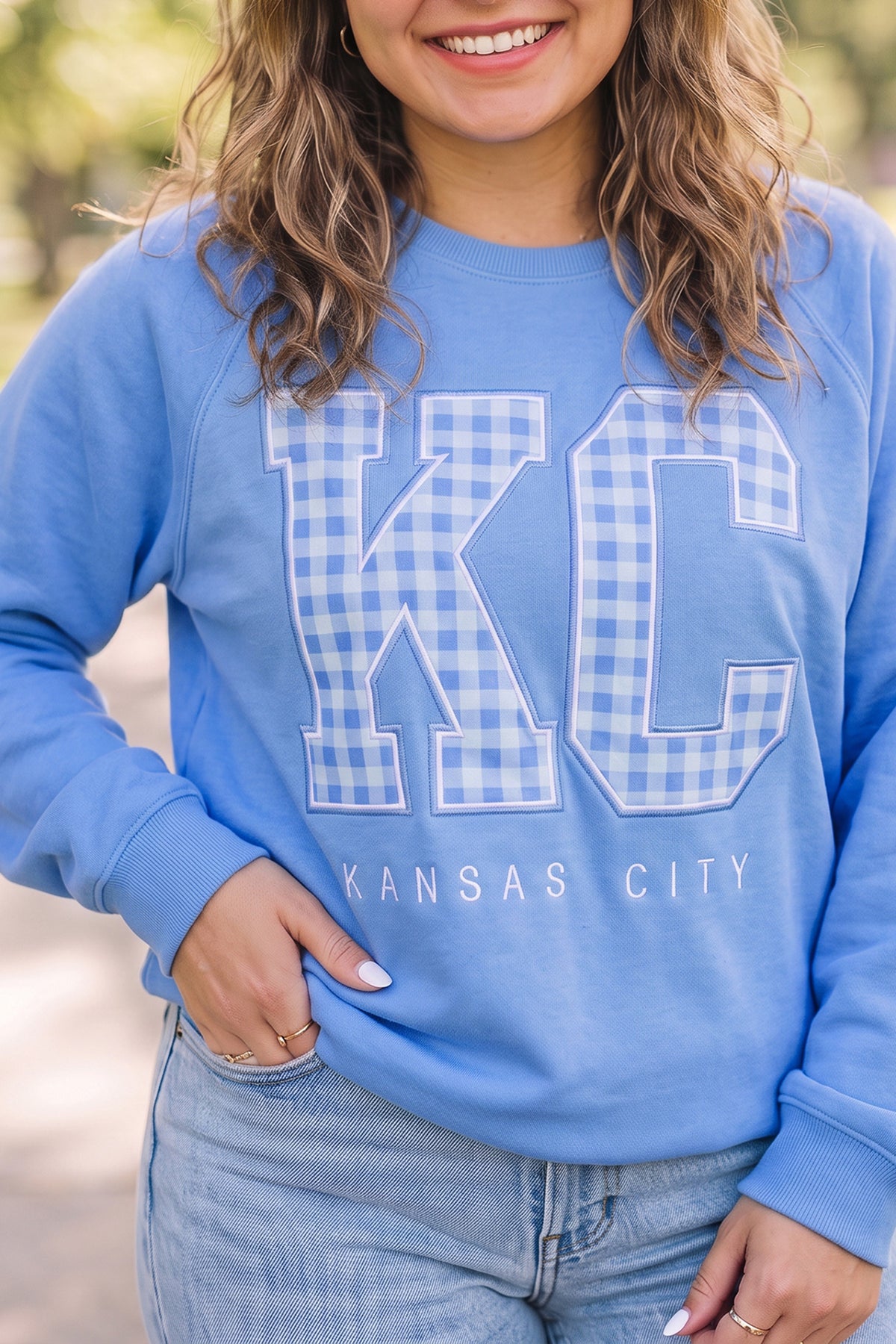 Dusk Blue Floral Letter Print Loose Fit Long Sleeve Round Neck Plus Size Sweatshirt