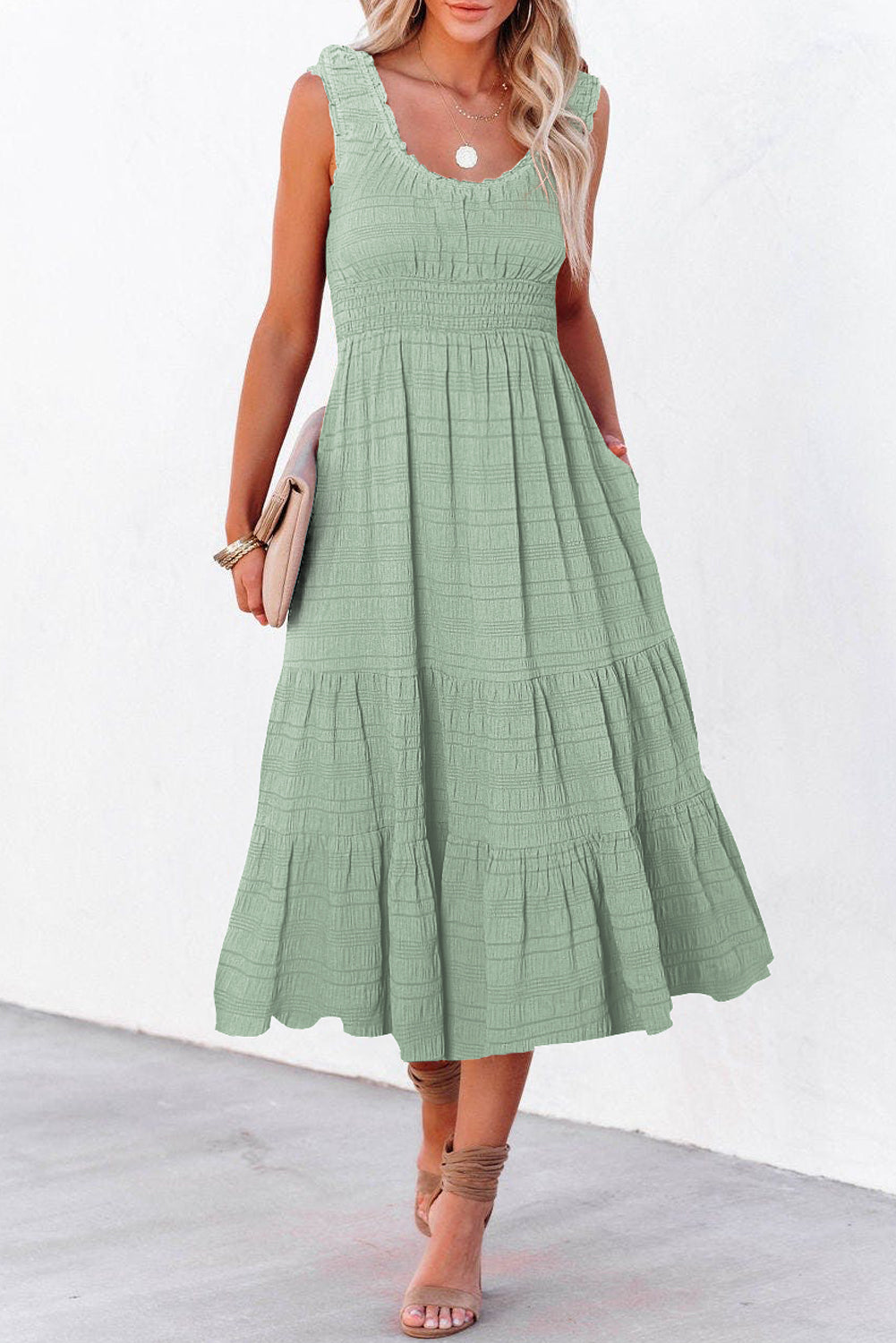 Black Square-Neck Midi Dress