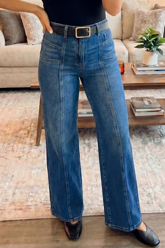 Sky Blue Tailored Seam Shift Jeans