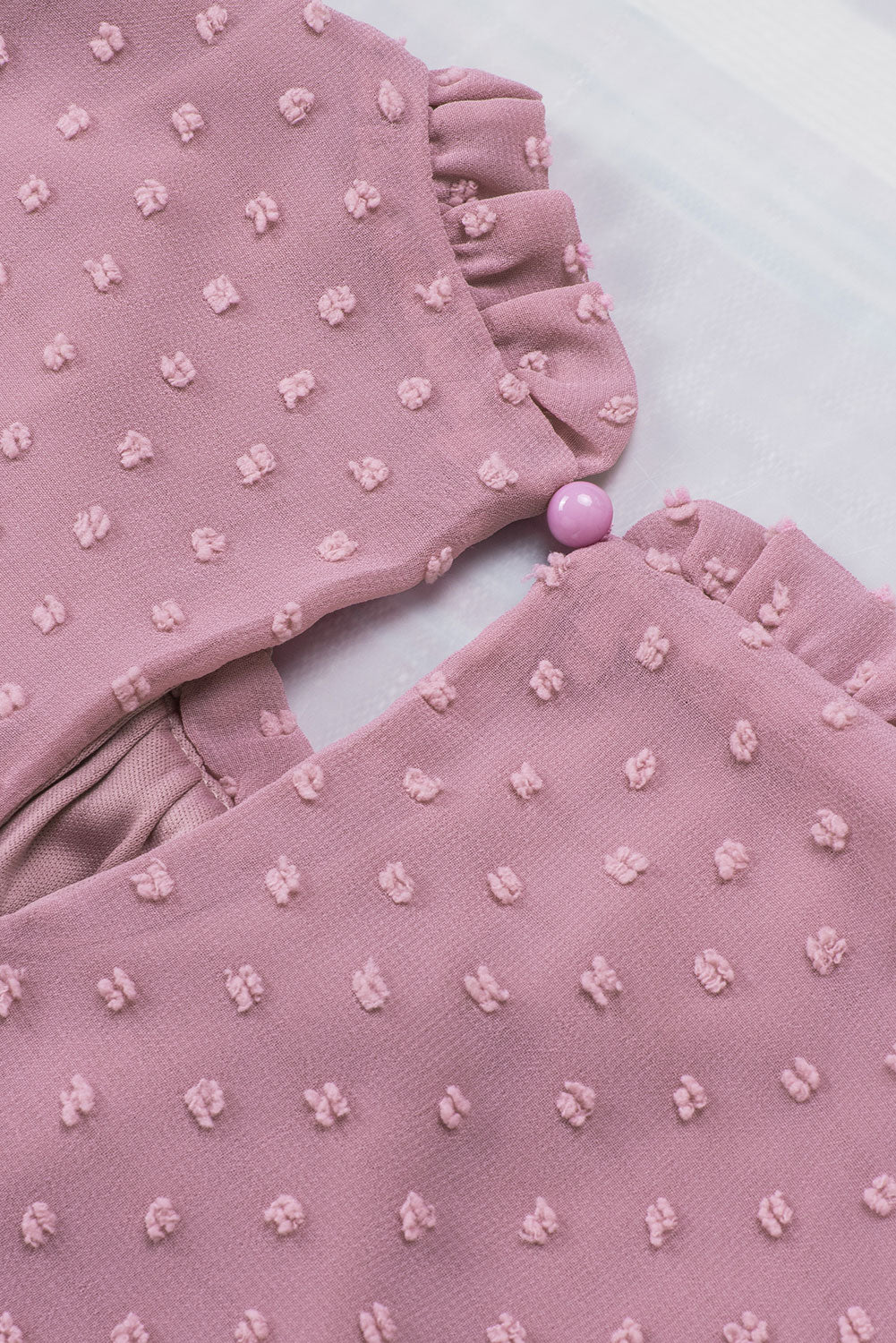 Pink Swiss Dot Sleeveless Ruffle Tank