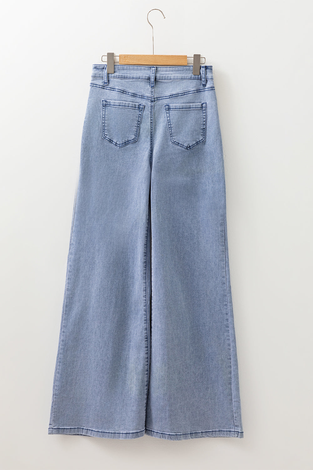 Beau Blue High Waist Button Zip Fly Bell Bottom Jeans