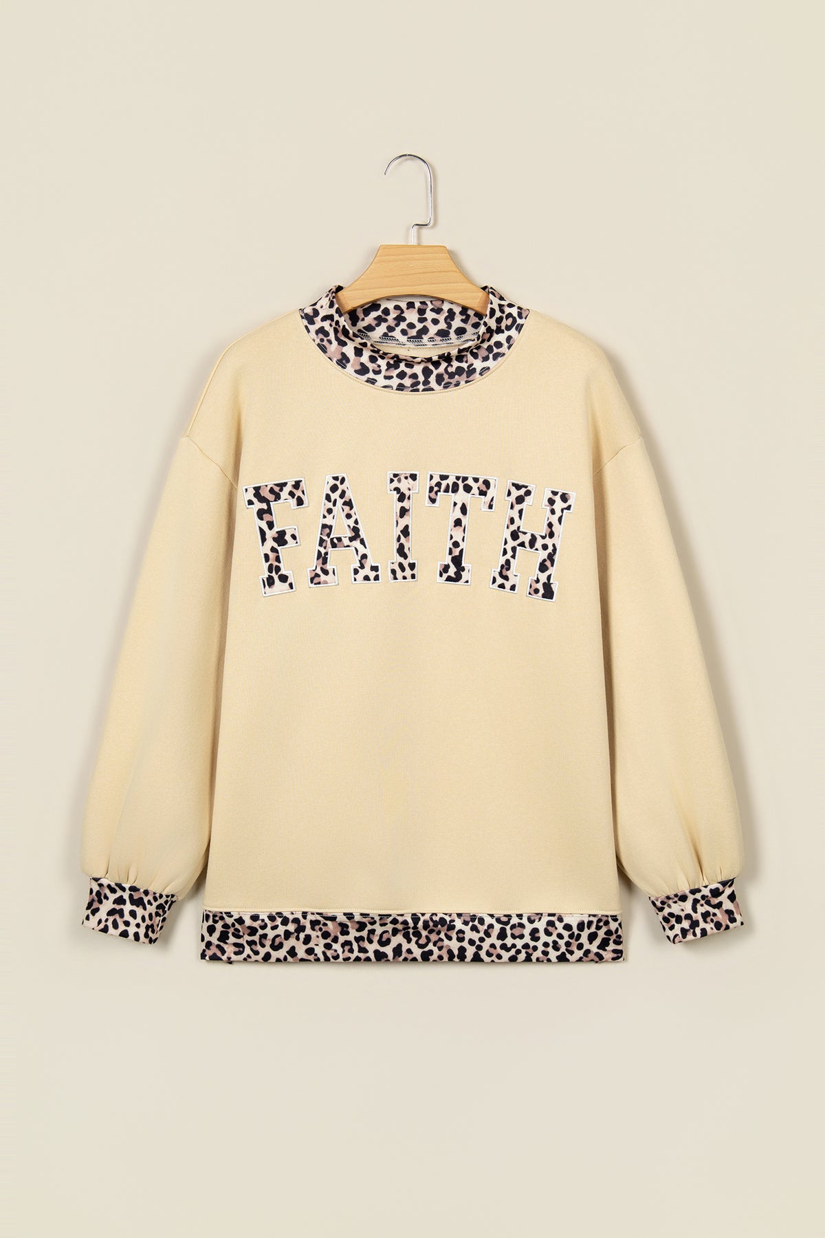 Dirty blue Polka Dot Trim High Neck GRACE Sweatshirt
