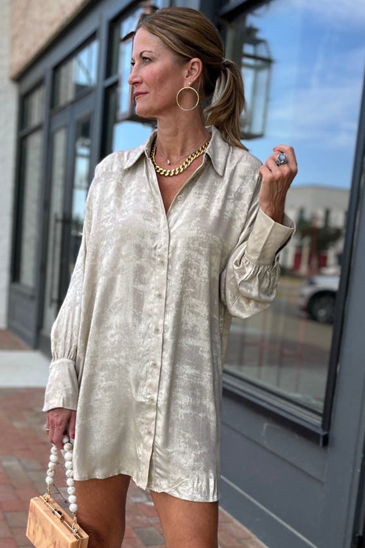 Jet Stream Solid Mini Length One Piece Long Sleeve Shift Dress