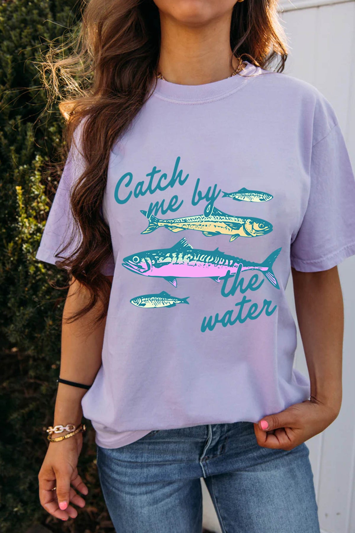 Orchid Petal Catch me by the water Fishes Printed T-Shirt