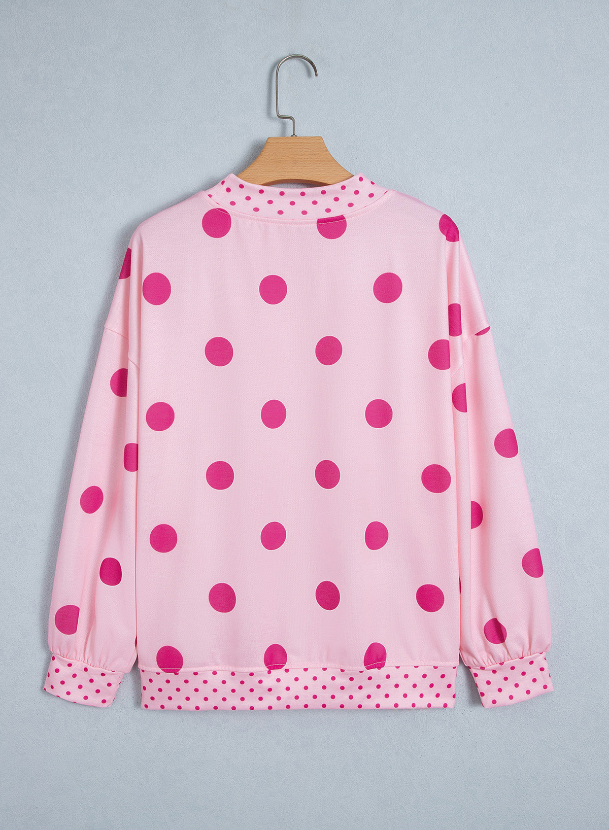 Red Polka Dot Print Contrast Oversized Tunic Sweatshirt