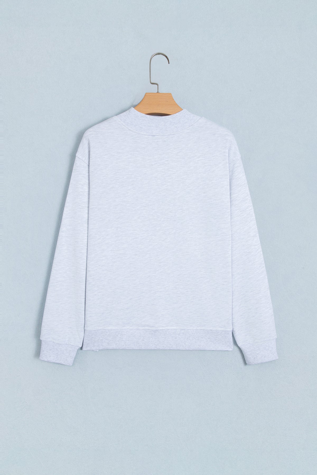 Light Grey High Neck Embroidered Checkered Sweatshirt
