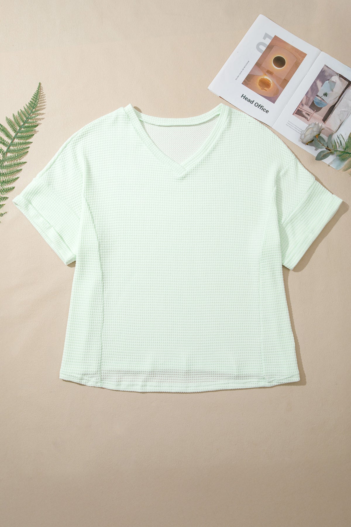 Wisteria V-Neck Short-Sleeve Plus Size Waffle Knit Top