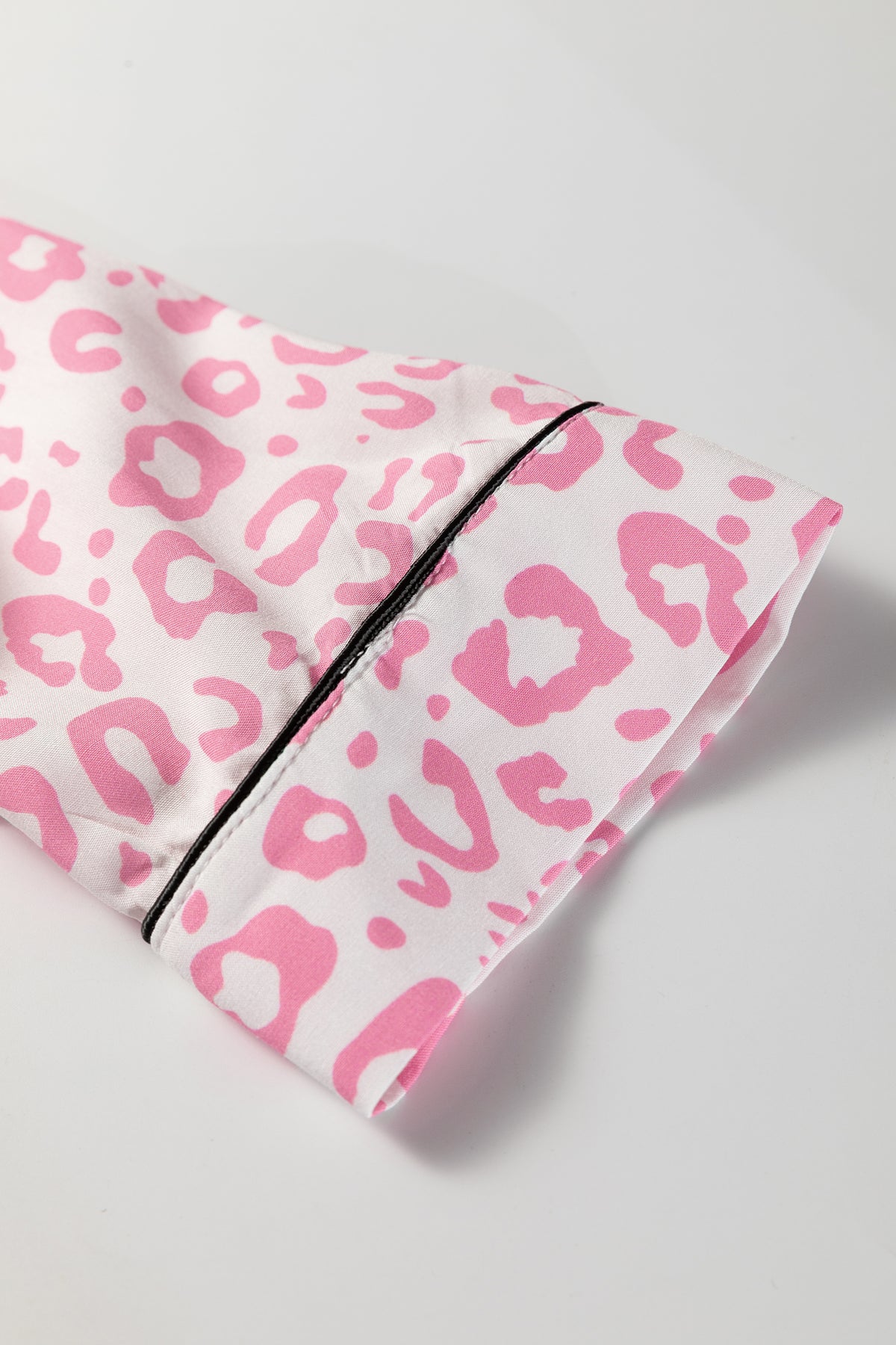 Pink Leopard Print Long Pajama Set