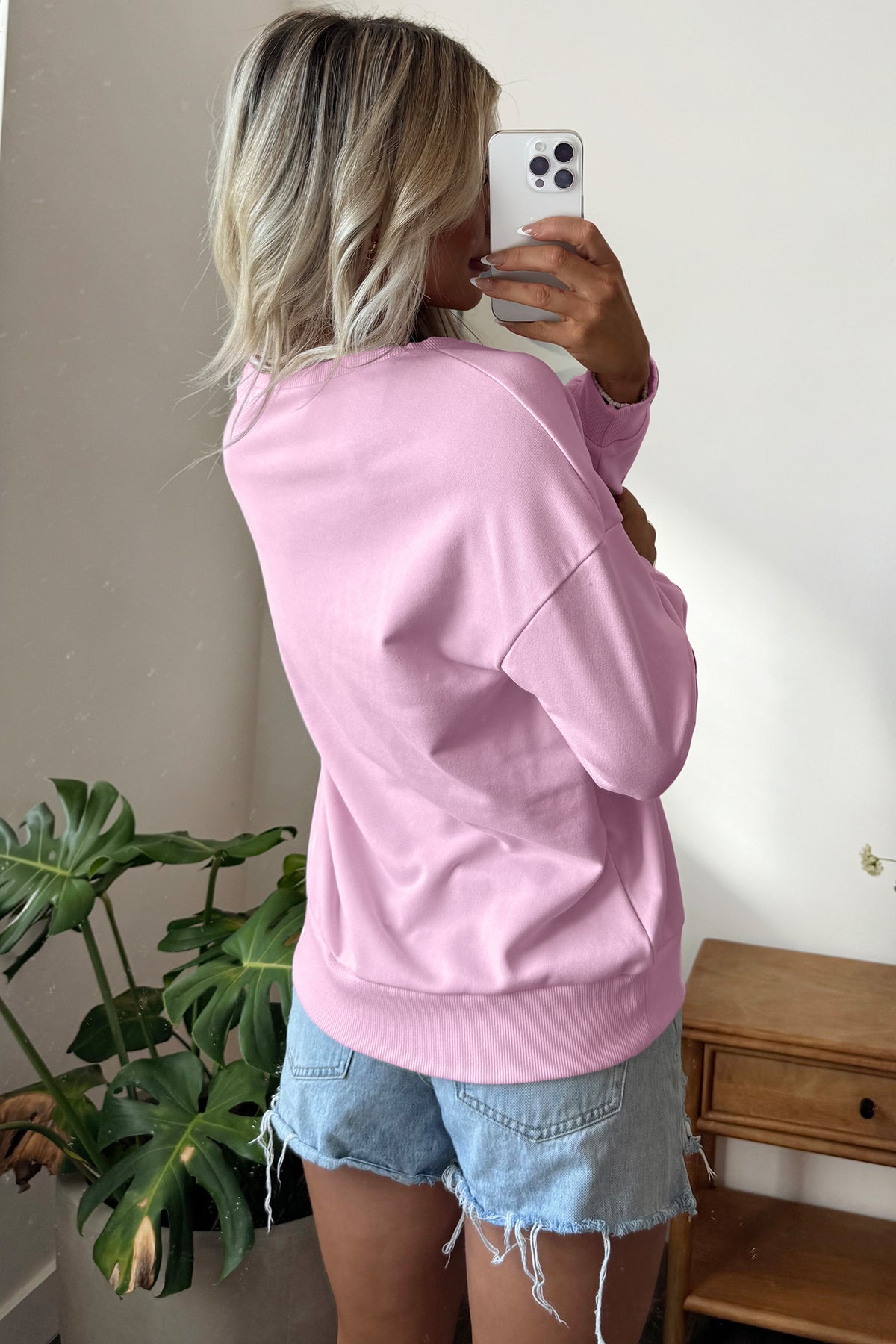 Pink Stars Plaid Unique Floral Letters Sweatshirt