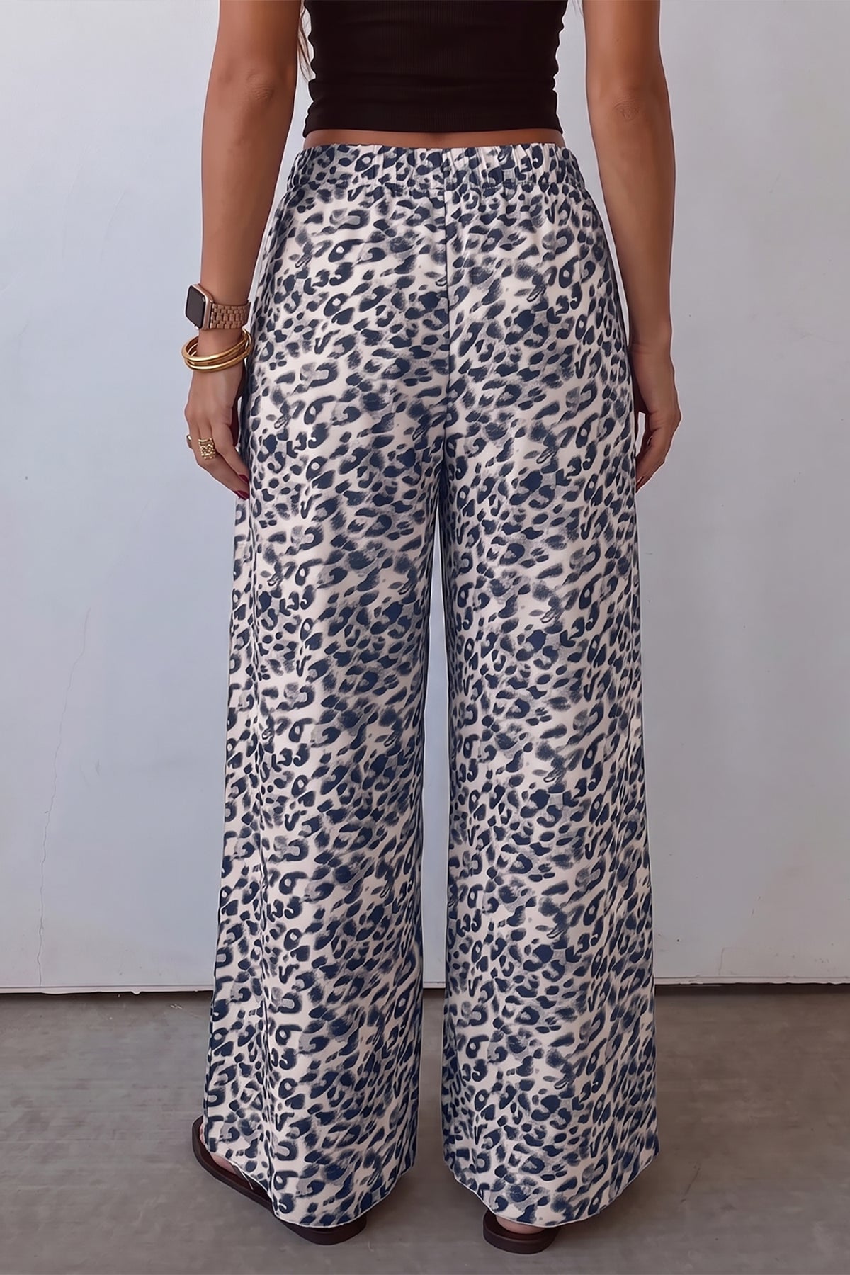Multicolour Leopard Print Wide Leg Full-Length Pants
