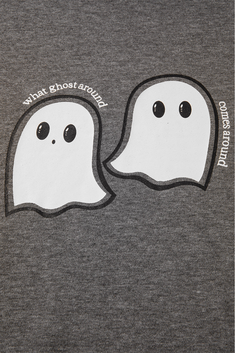 Dark Grey Cute Halloween Ghost Print Mineral Wash Hoodie