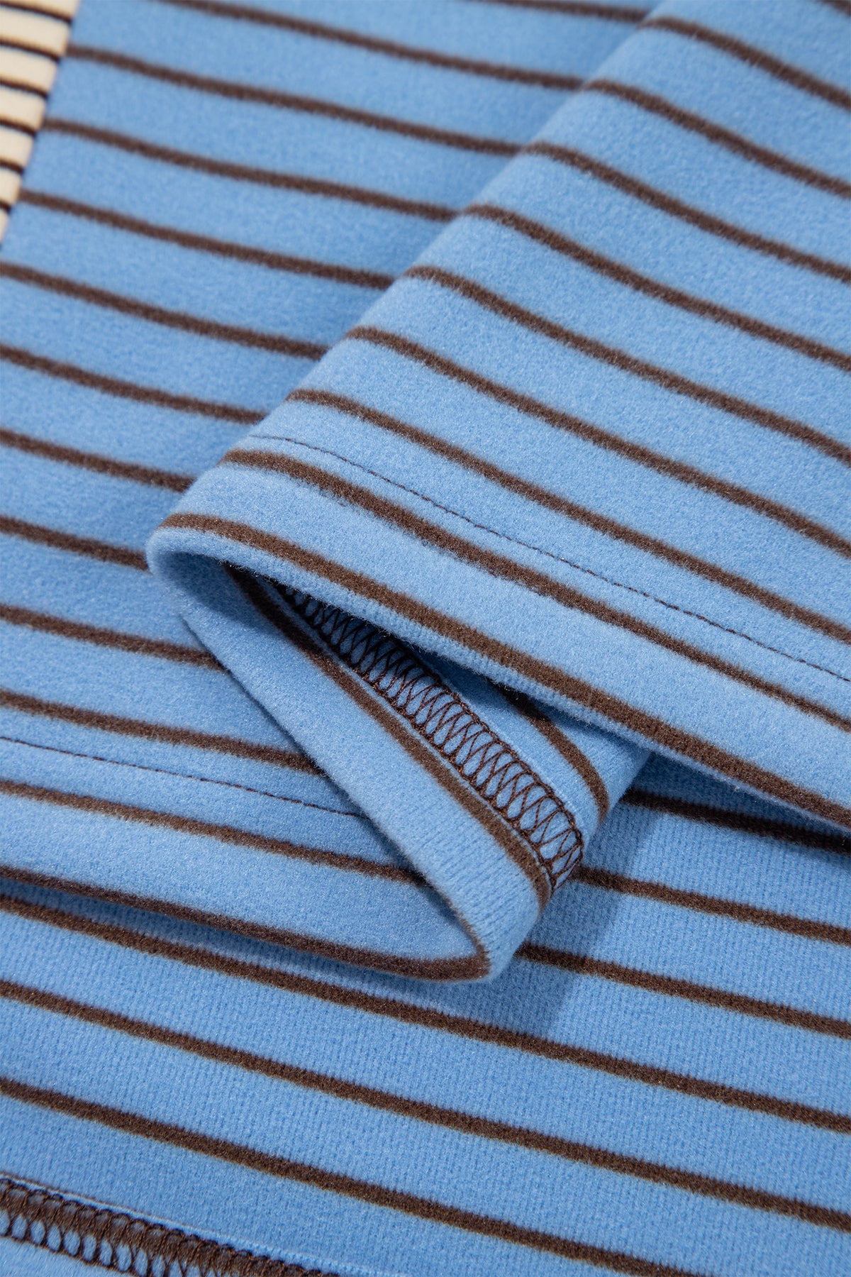 Sky Blue Stripe Color Block Contrast Round Neck Shift