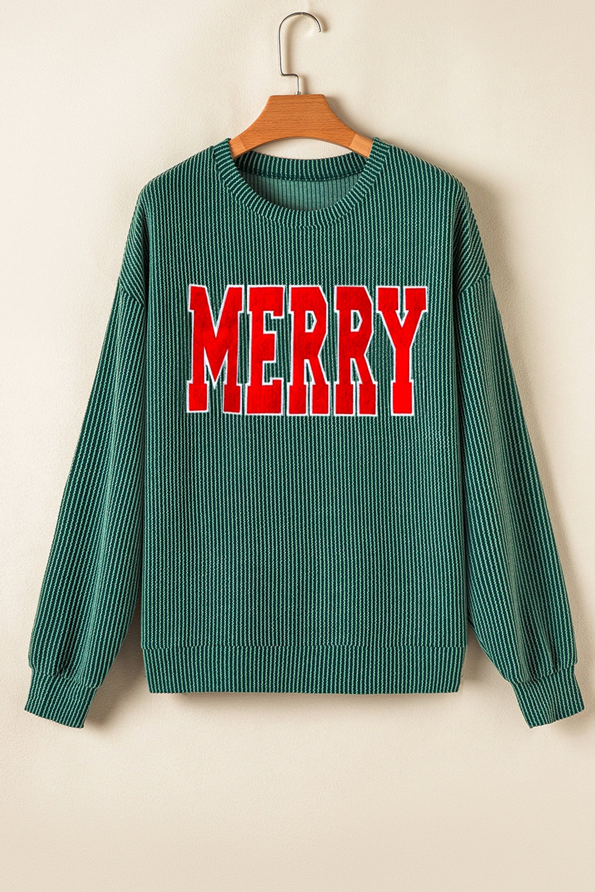 Women's Dark Green MERRY Corded Long-Sleeve Top & Pockets Pants Set