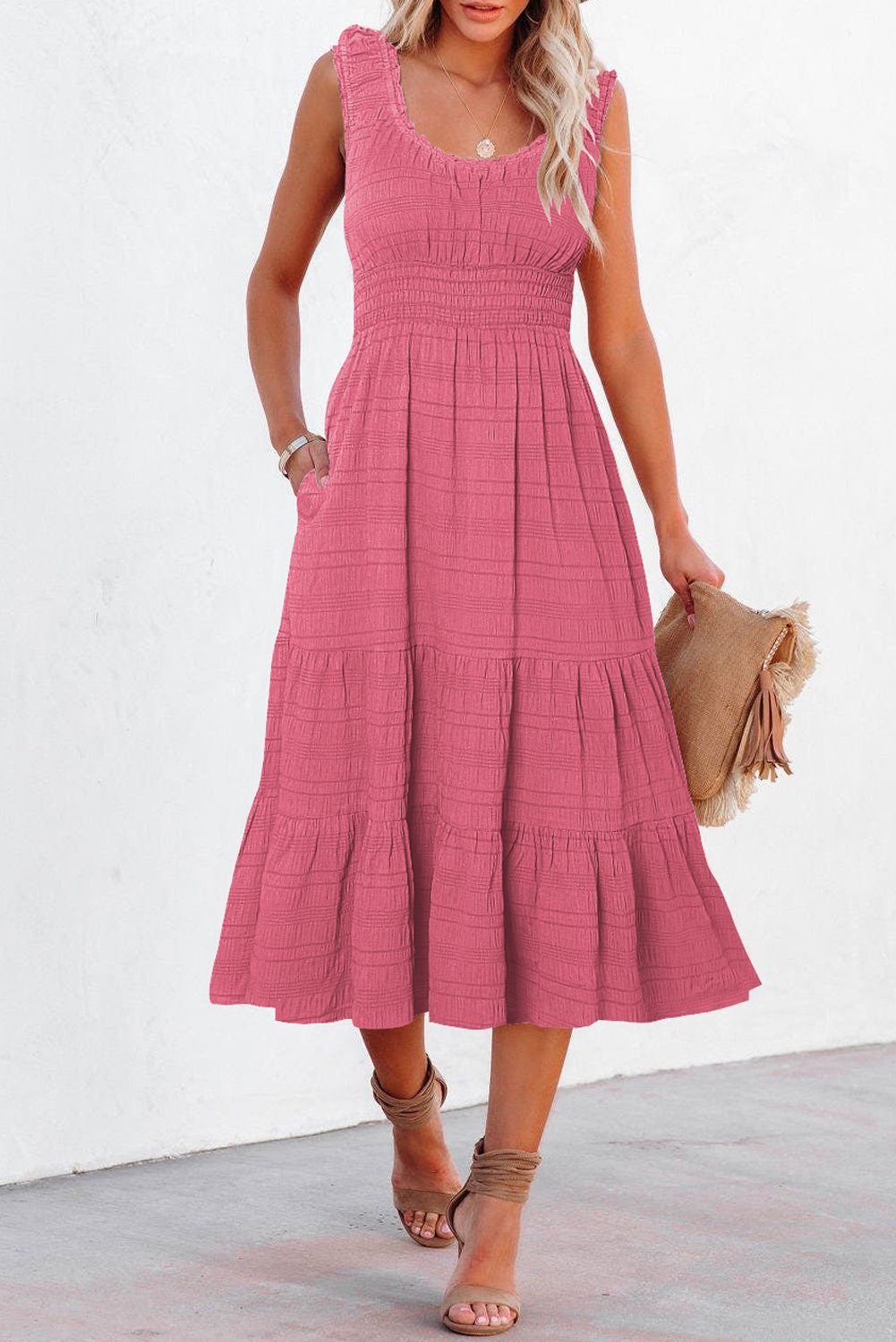 Black Square-Neck Midi Dress