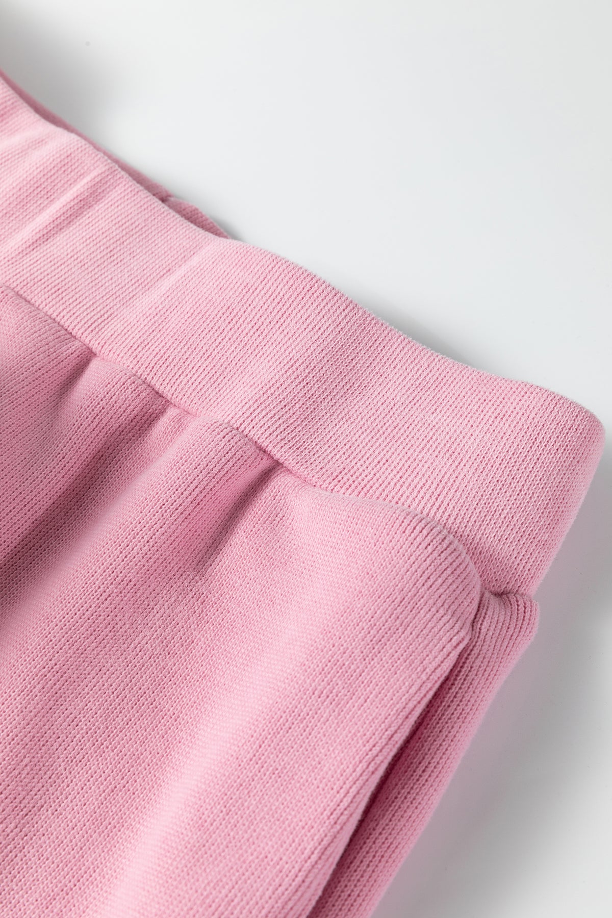 Women's Pink Textured Knit High Neck Tee Pants Two-Piece Set