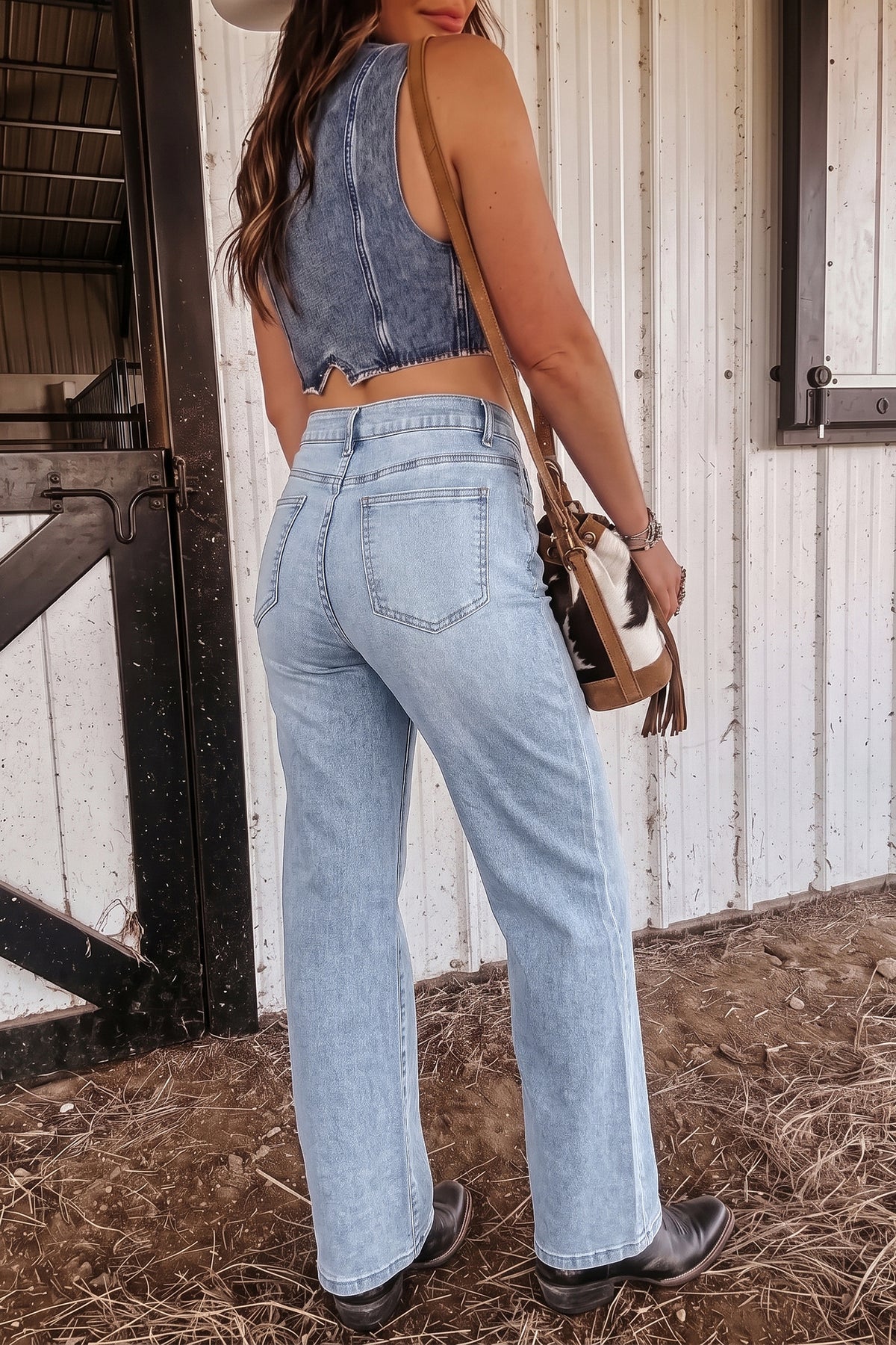Beau Blue Sparkle Western Casual Shift Jeans