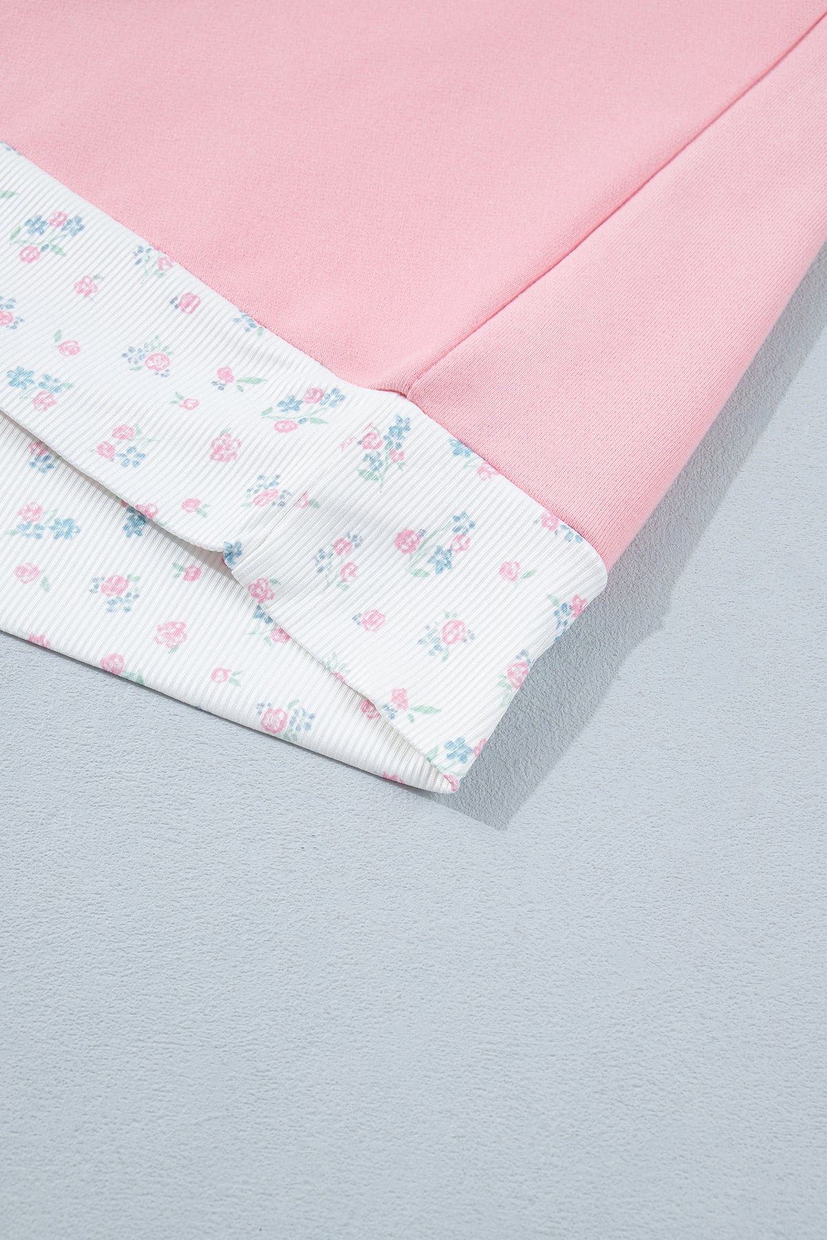 Pink High Neck Floral Patch Embroidery Sweatshirt