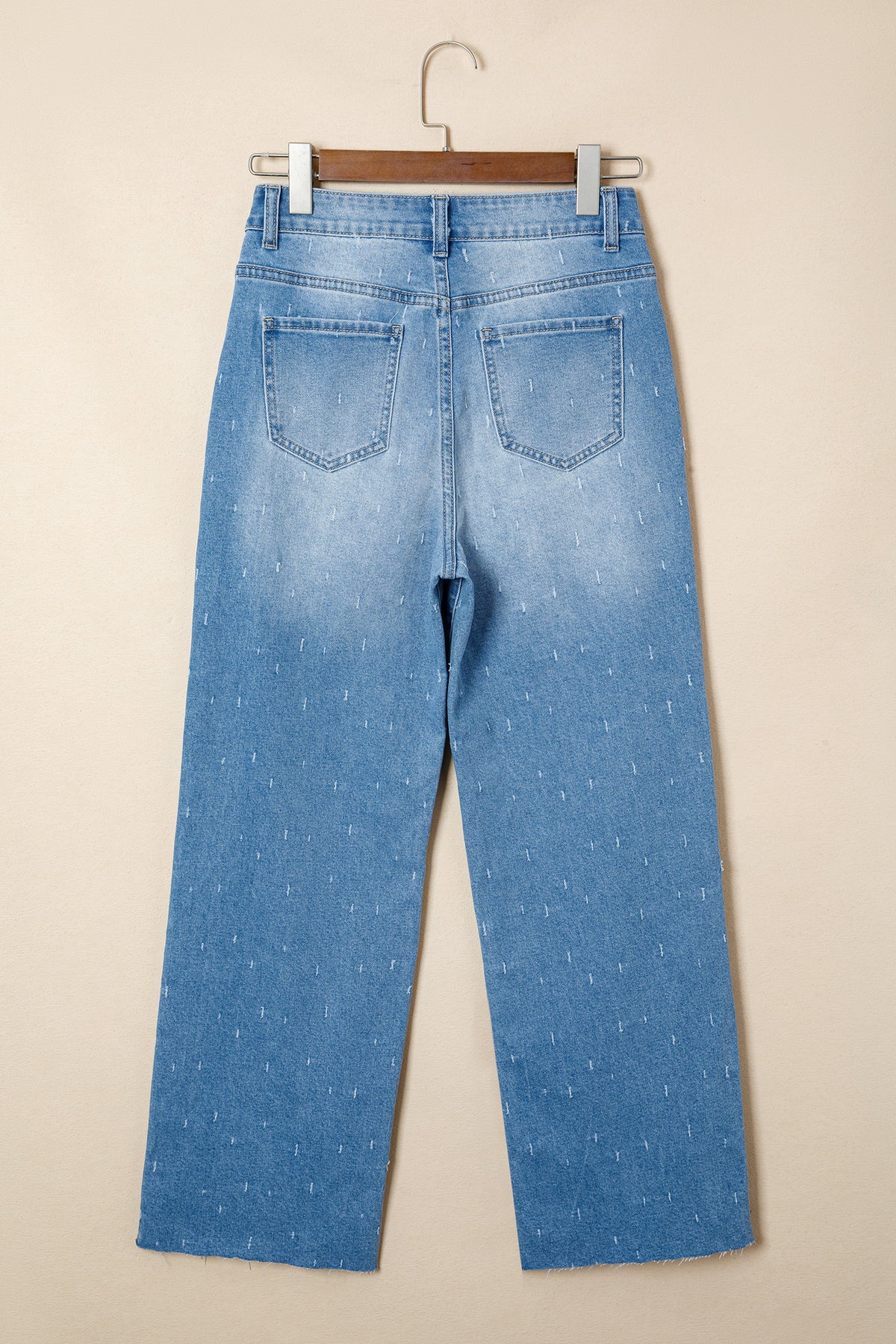 Mist Blue Distressed Tummy Control Raw Hem Jeans