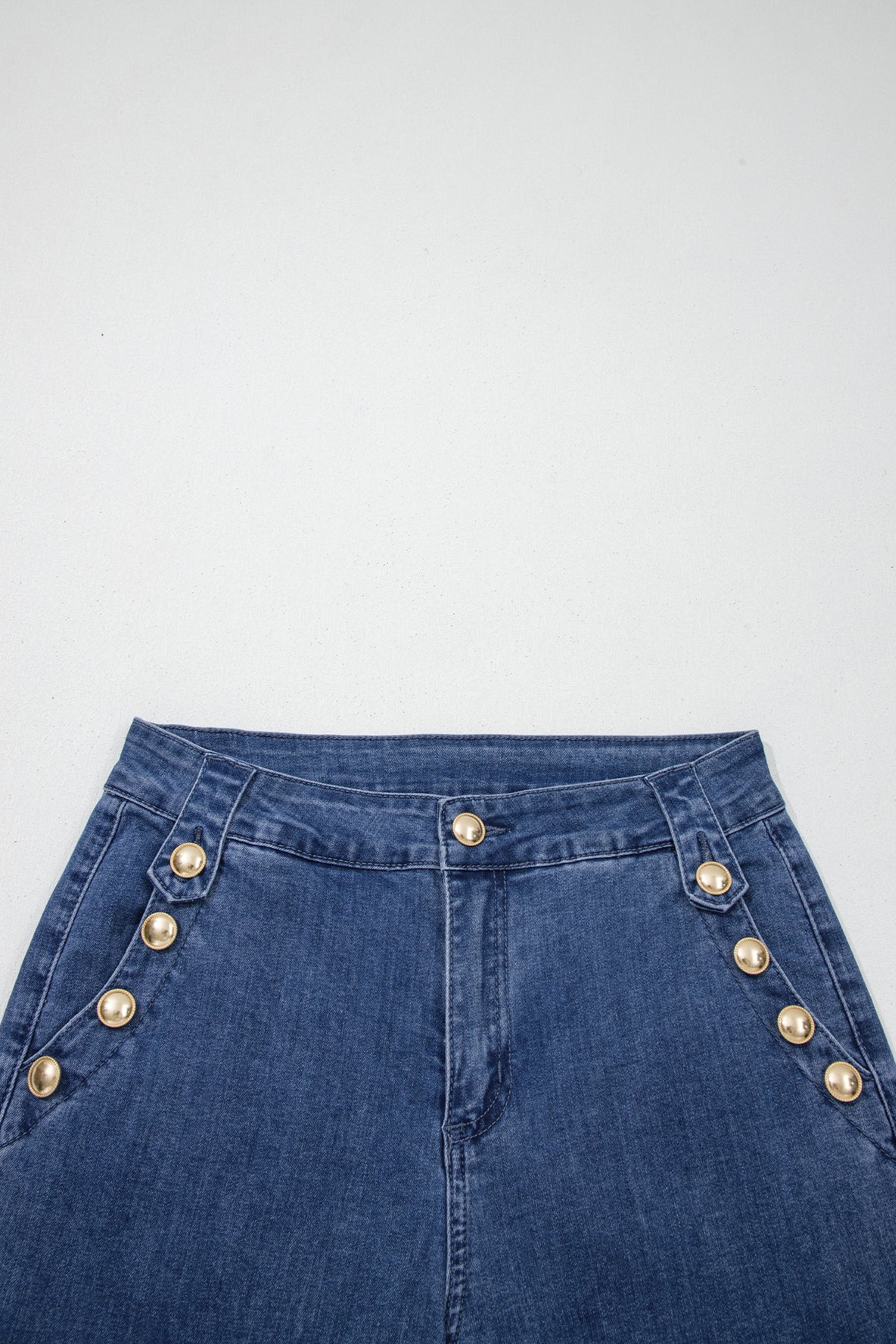 Ashleigh Blue Golden Button Rolled Edge Flare Leg Jeans