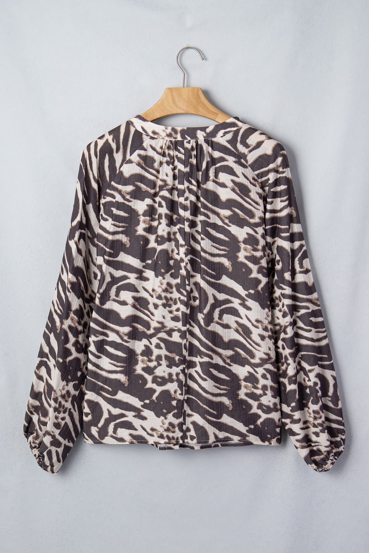 Parchment Leopard Print Button Down Balloon Sleeve Shirt
