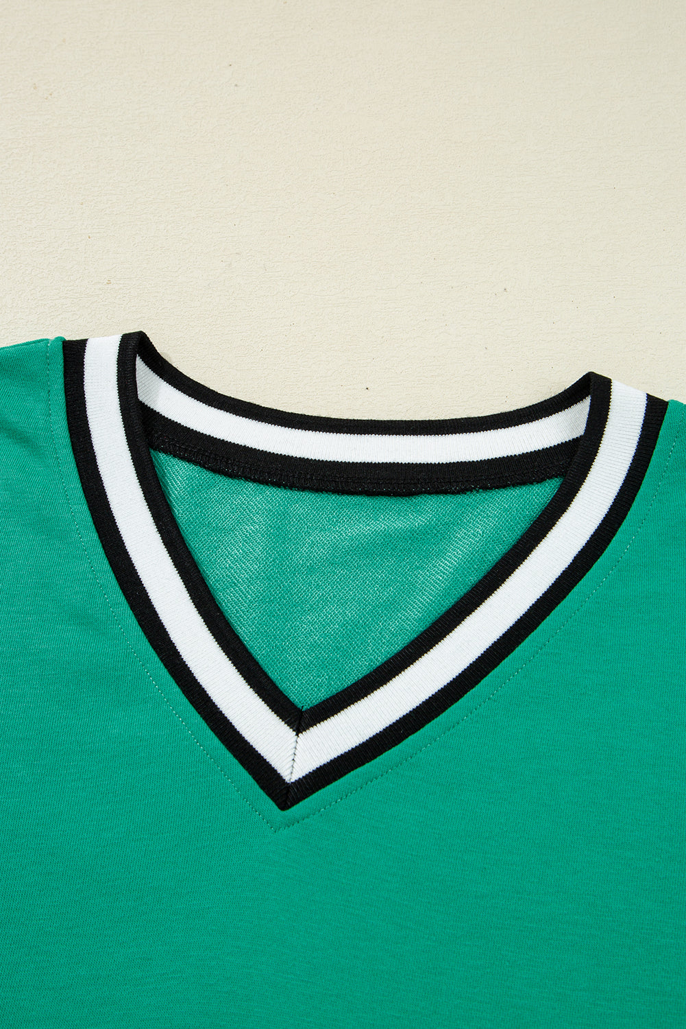Mint Green Varsity Striped V Neck T Shirt Dress with Pockets