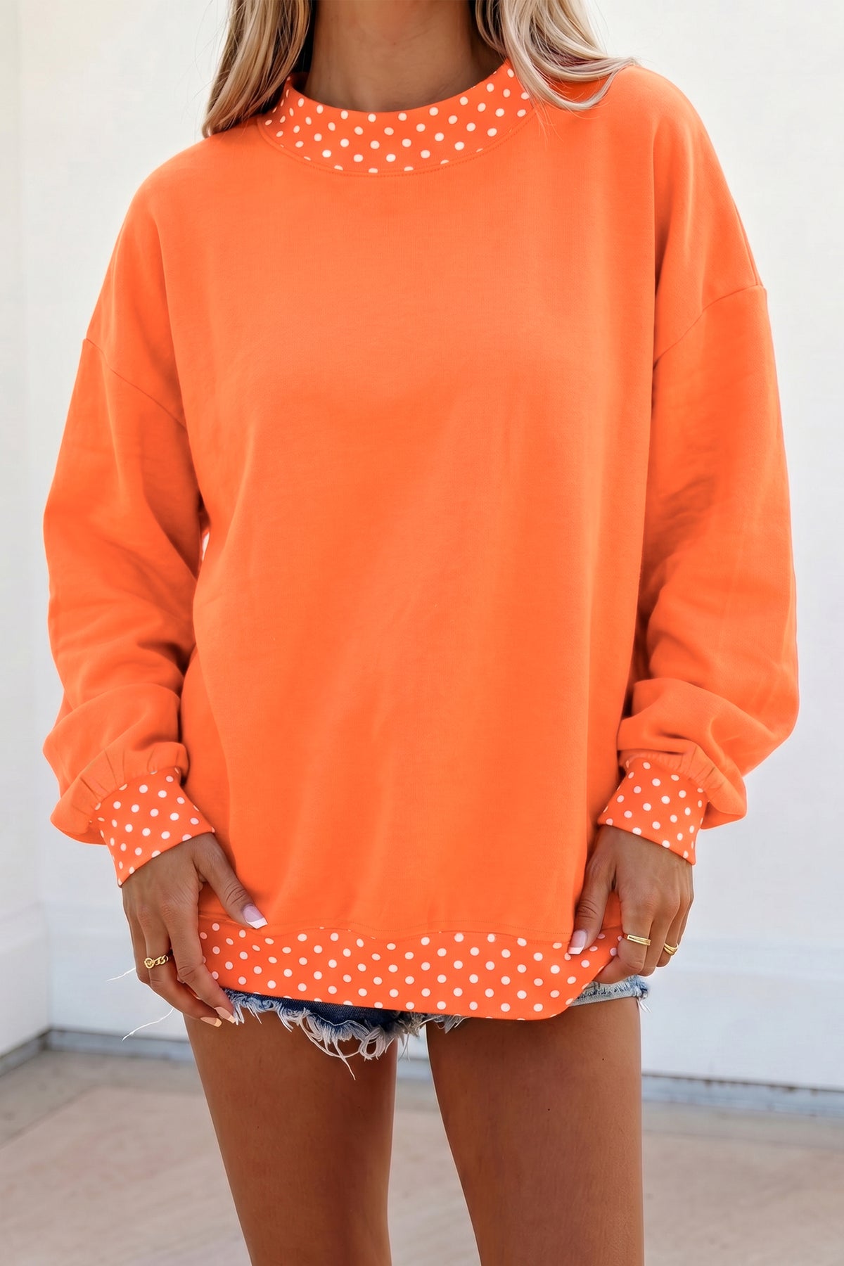 Tillandsia Purple Polka Dot Oversized Sweatshirt