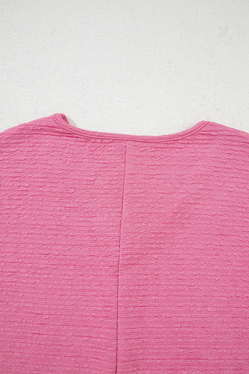 Pink Textured V Neck T Shirt and Shorts Set