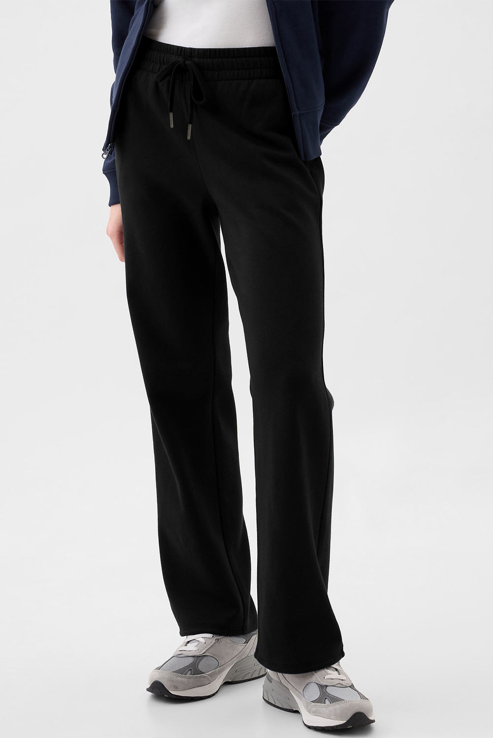 Light Grey Solid Fleece Lined Drawstring Waist Casual Pants