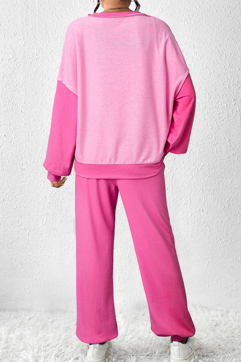Women's Bonbon Contrast Patchwork Pullover and Joggers Set