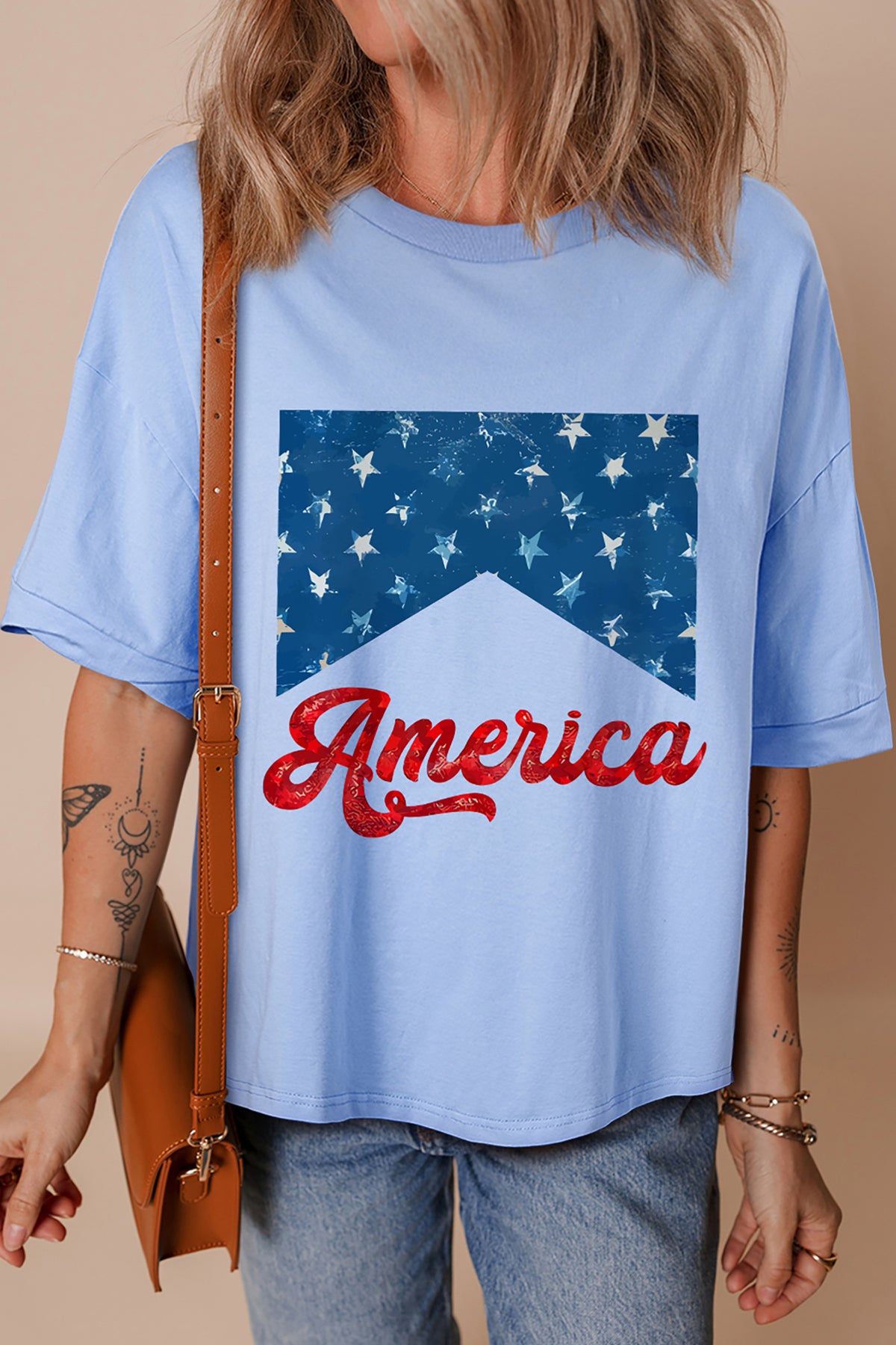 Myosotis America Fashion Print Relaxed T-Shirt