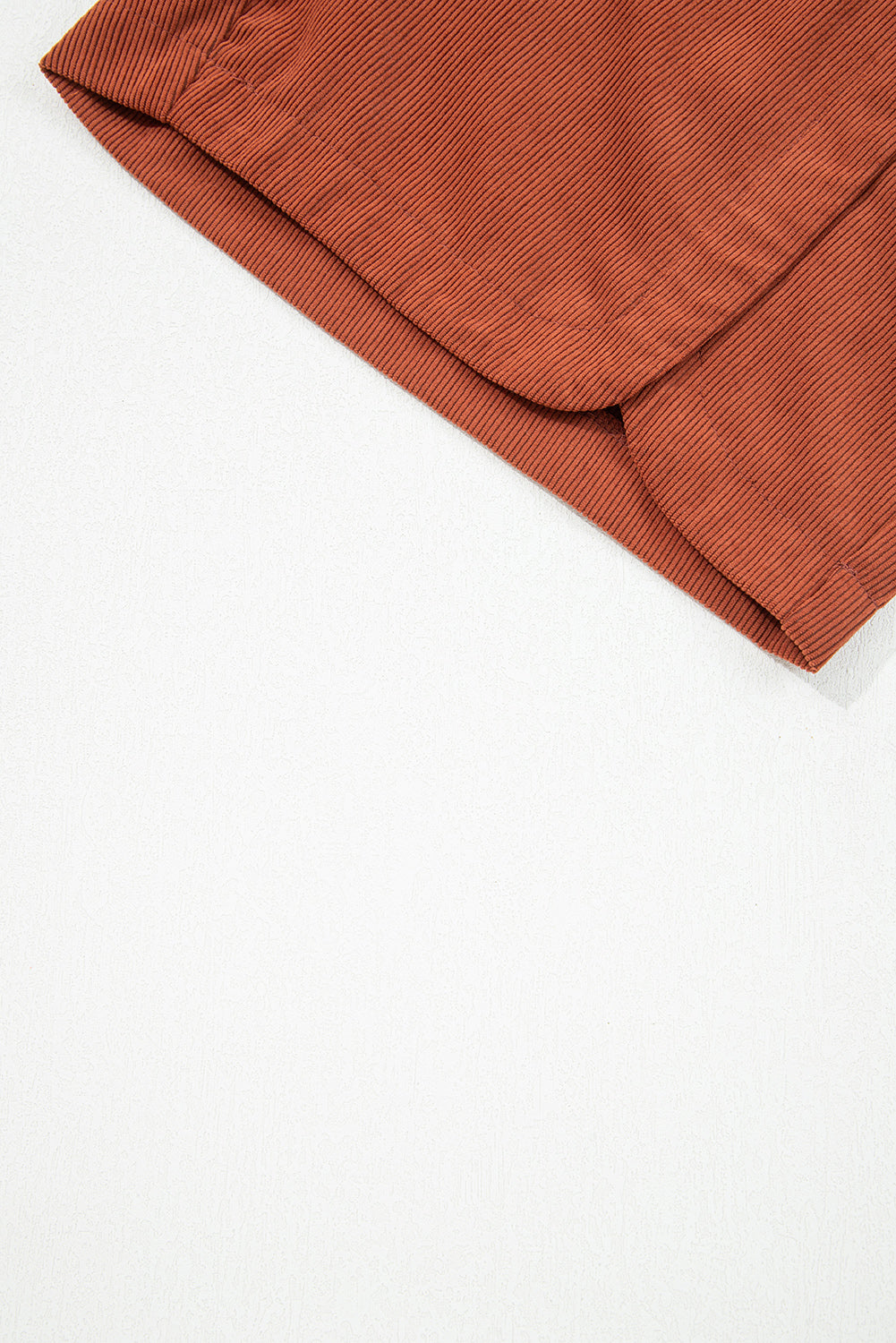 Clay Button Decor Scalloped Edge High Waist Corduroy Shorts