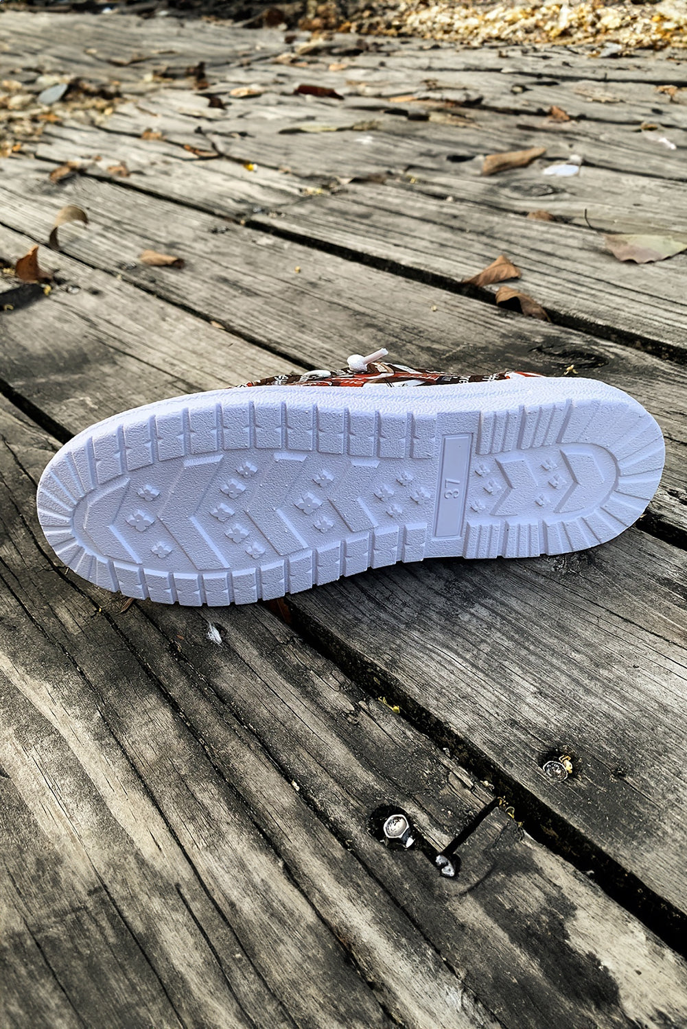 Coffee Rugby Allover Print Lace-Up Slip-On Sneakers