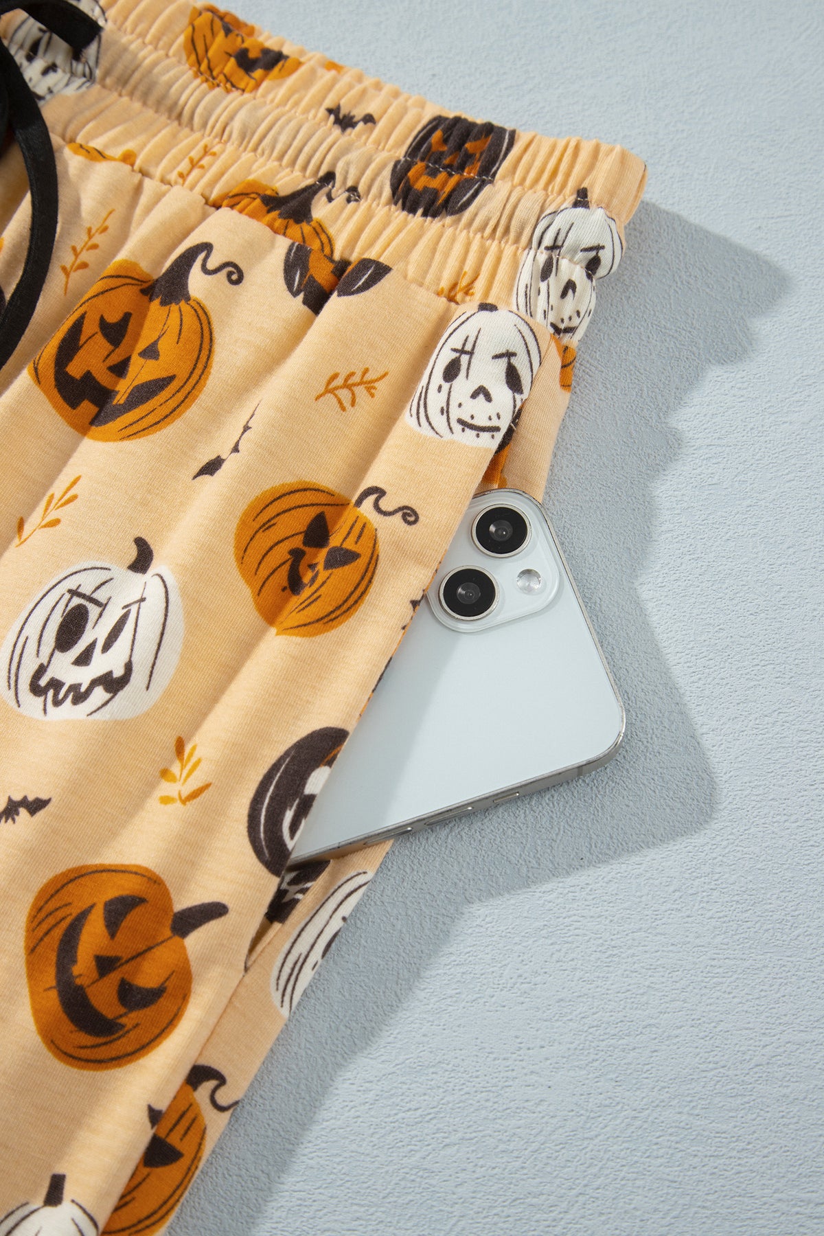 Orange Halloween Pumpkin Print Long Sleeve Lounge Set