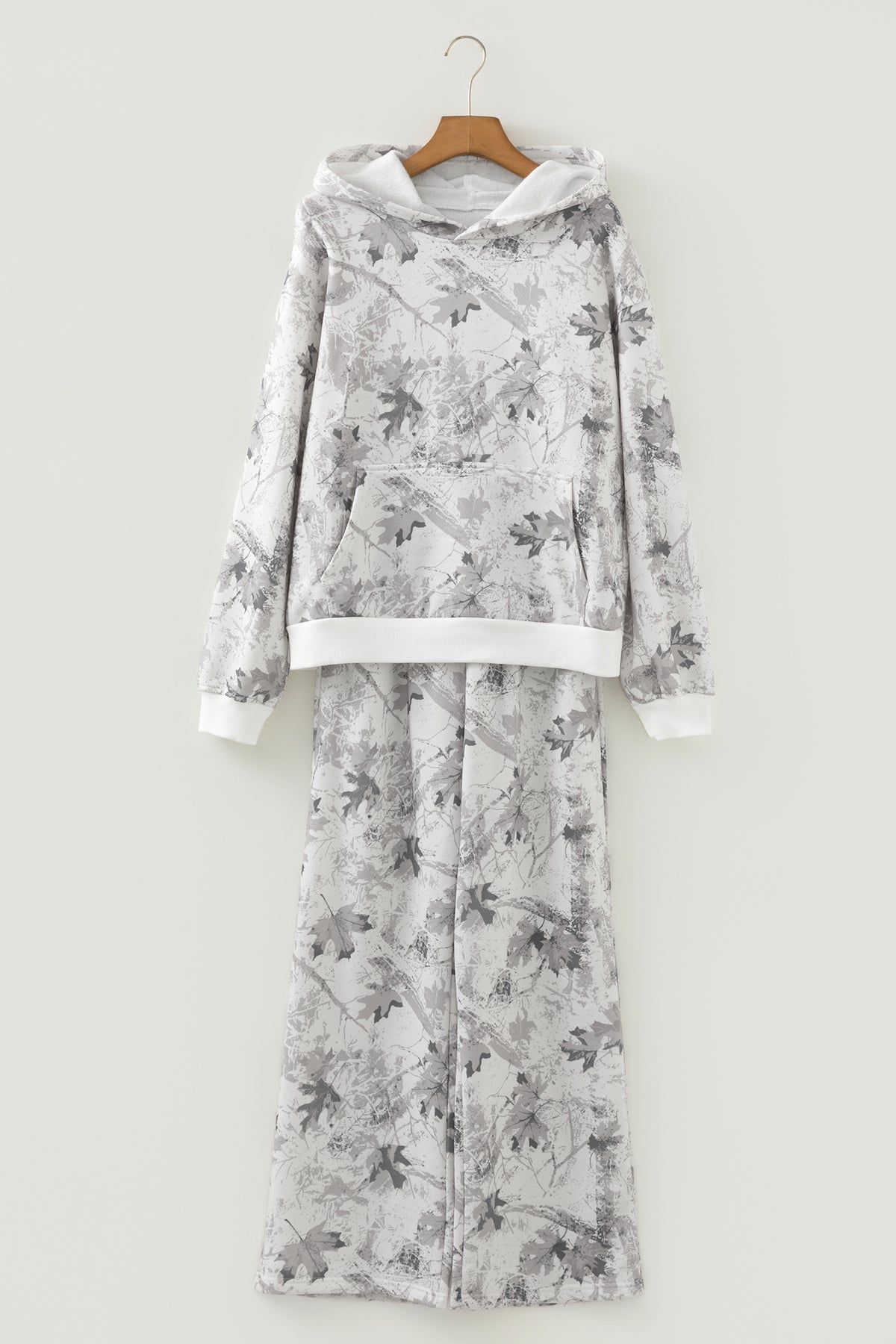 Women's Light Grey Light Woodland Camo Classic Hoodie and Sweatpants Set