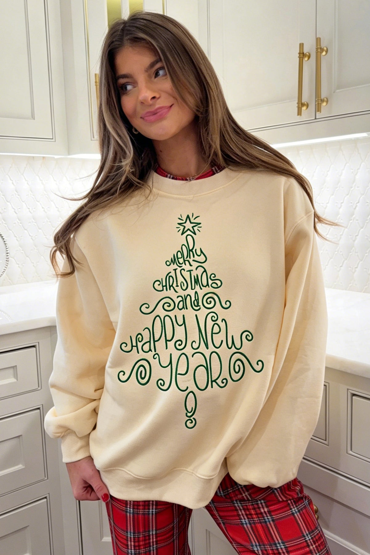 Apricot Merry Christmas and Happy New Year Sweatshirt