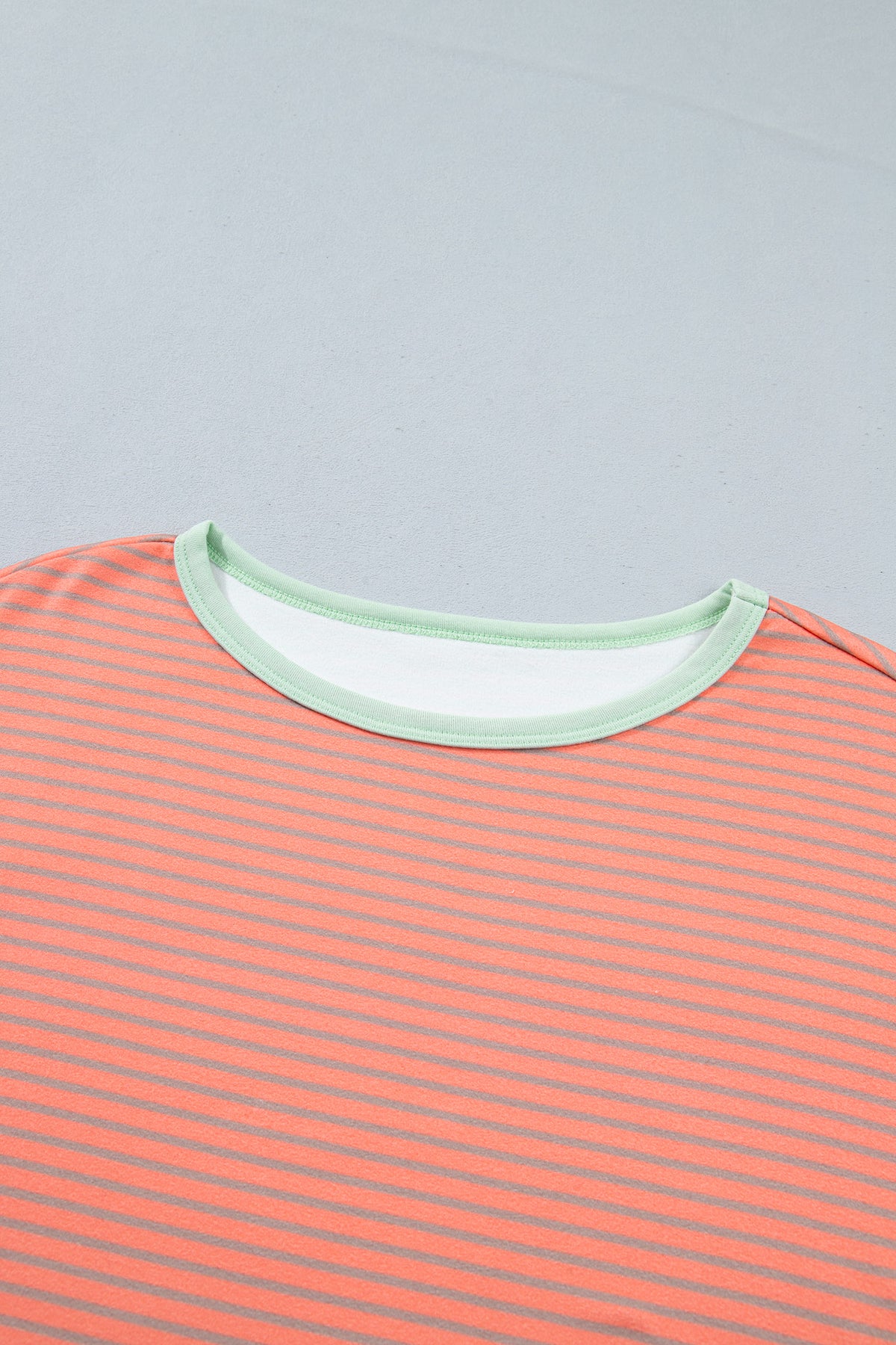 Orange Stripe Colorblock Raw Seam Long Sleeve Top