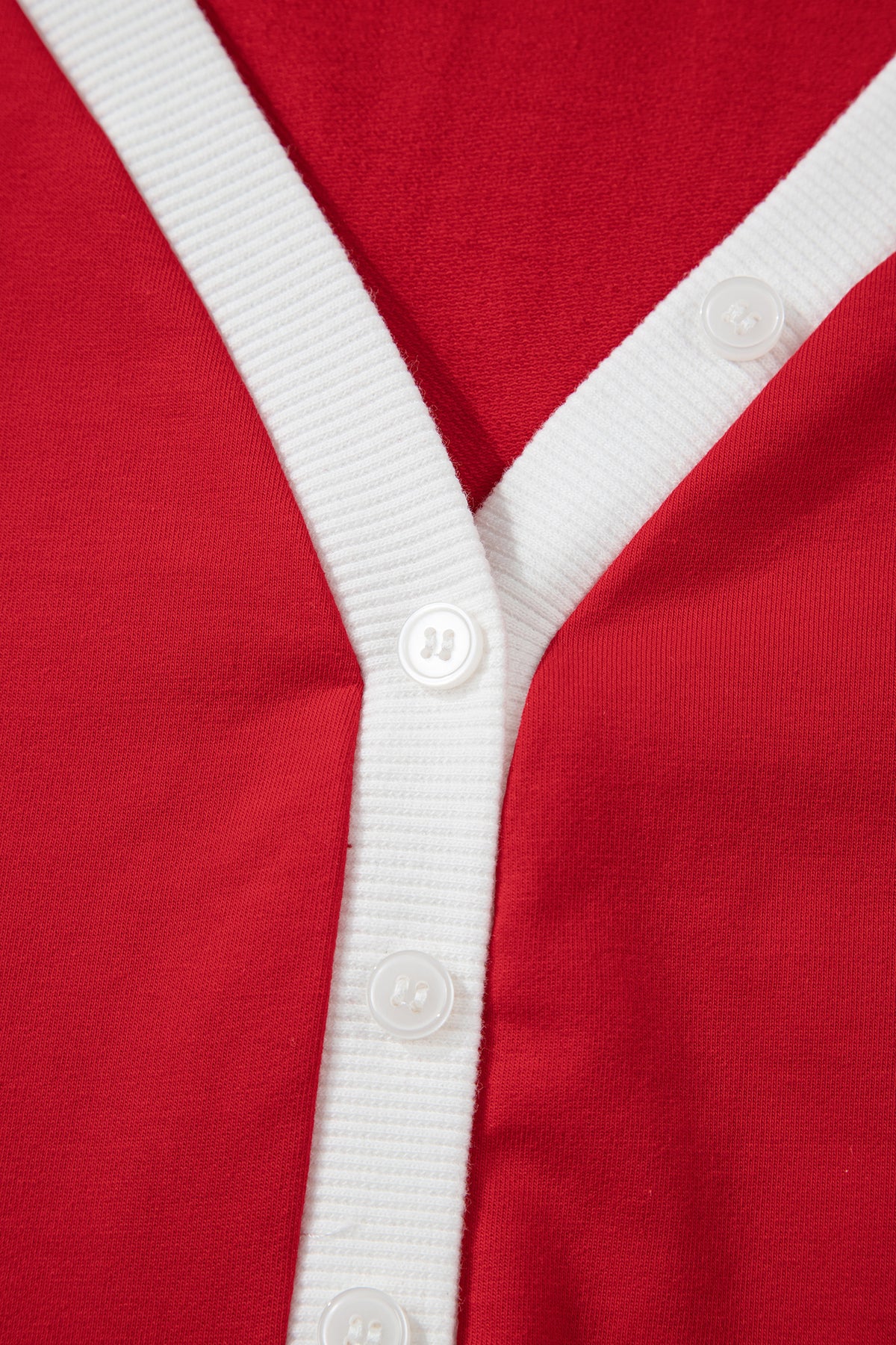 Fiery Red Button V Neck Ribbon Bow Knot Waist Lounge Pant Set