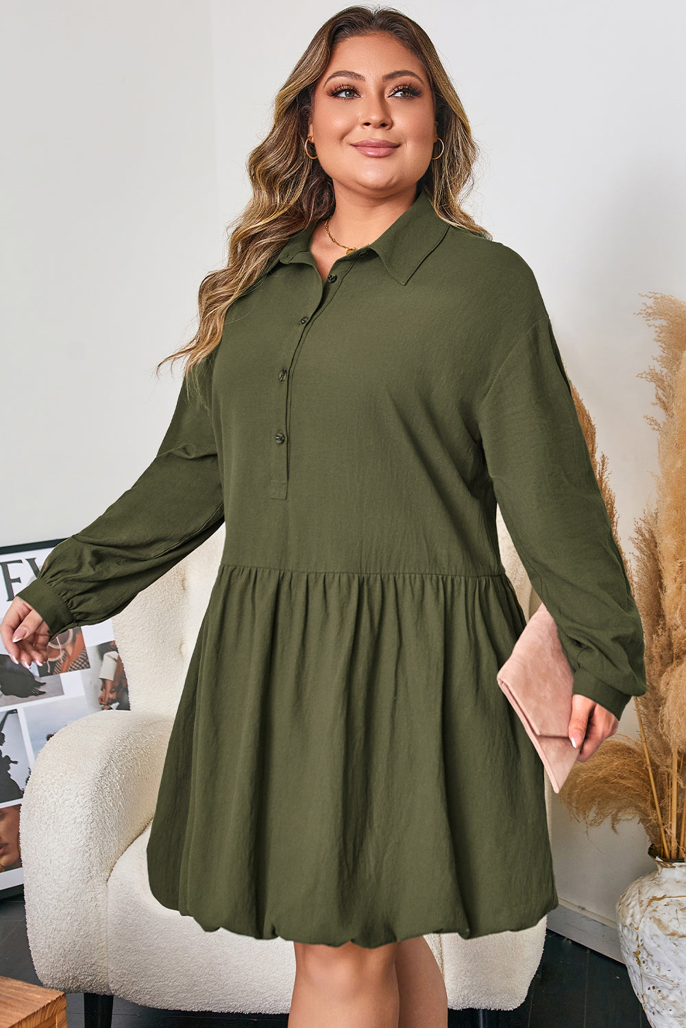 Lucky in Clover Plus Size Cotton Ruffle Mini Dress