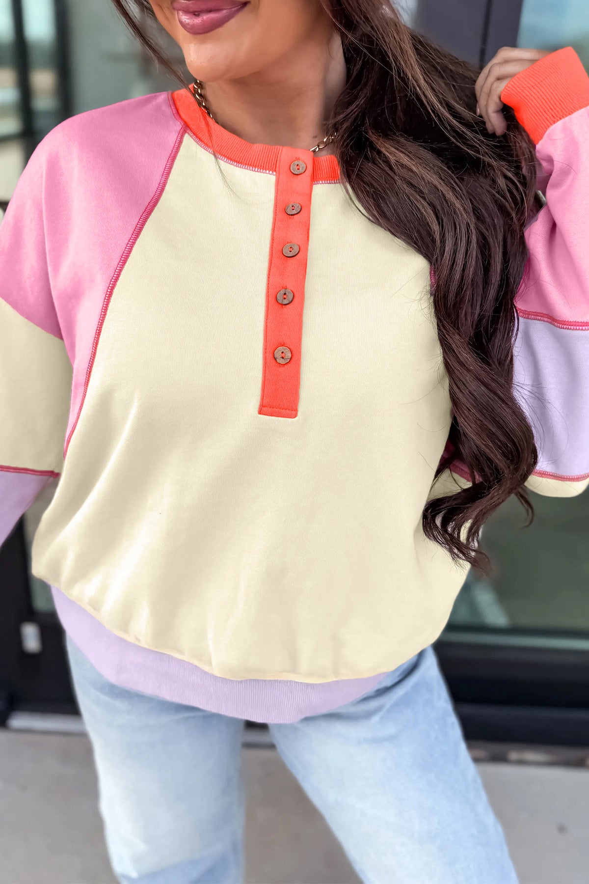 Multicolour Exposed Seam Colorblock Patchwork Top