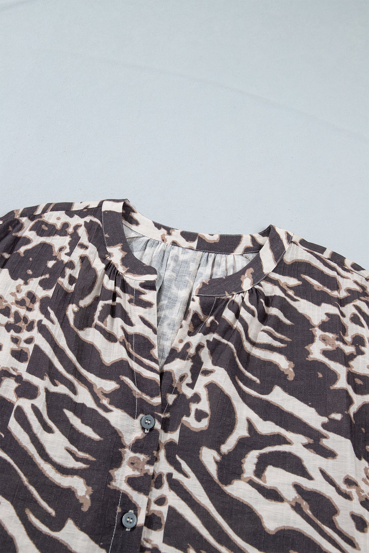 Parchment Leopard Print Button Down Balloon Sleeve Shirt