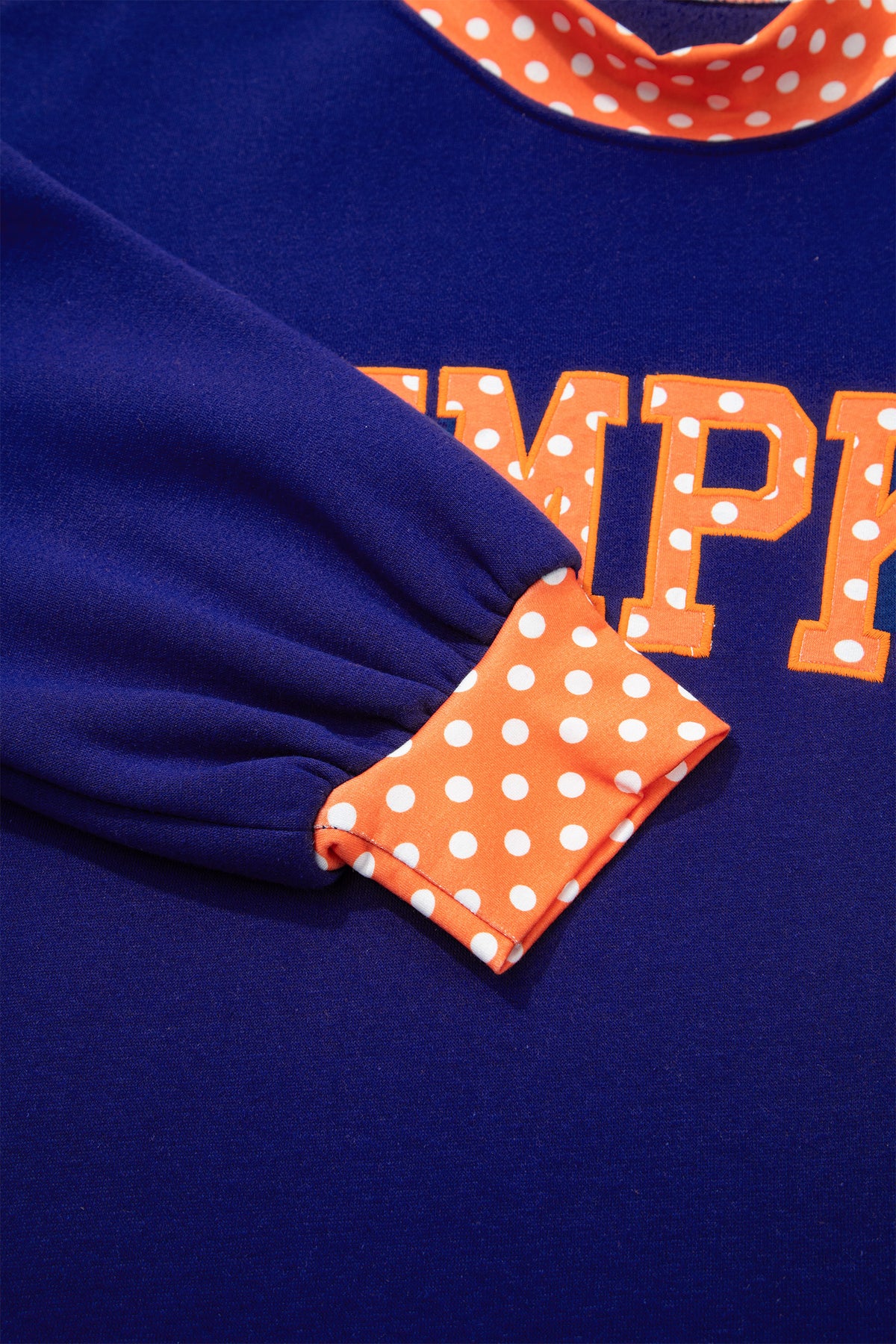 Dirty blue Polka Dot Letter Print Mock Neck Sweatshirt