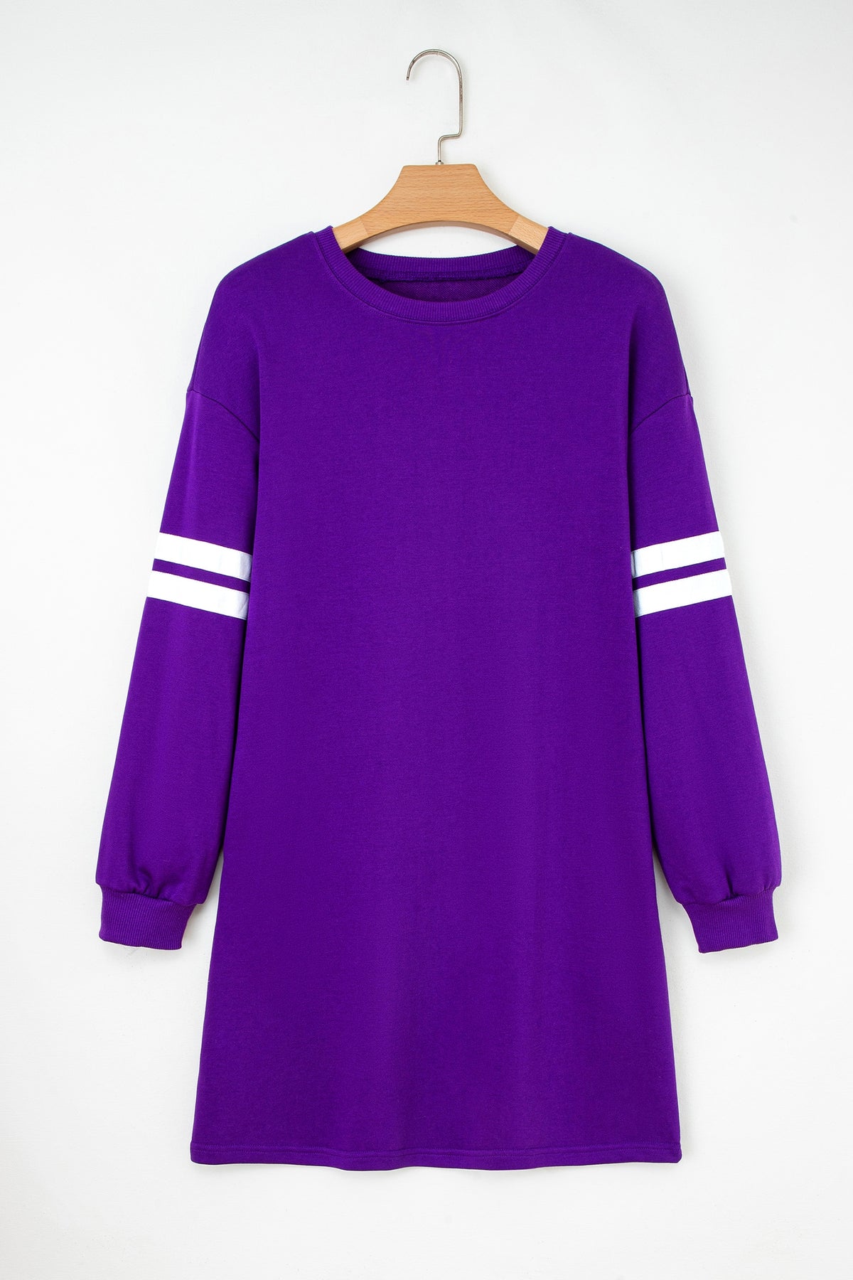 Black Varsity Contrast Banded Sleeve Shift Sweatshirt Dress