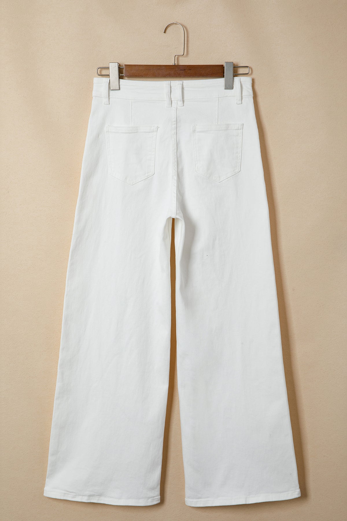 White Solid Loose Casual Jeans